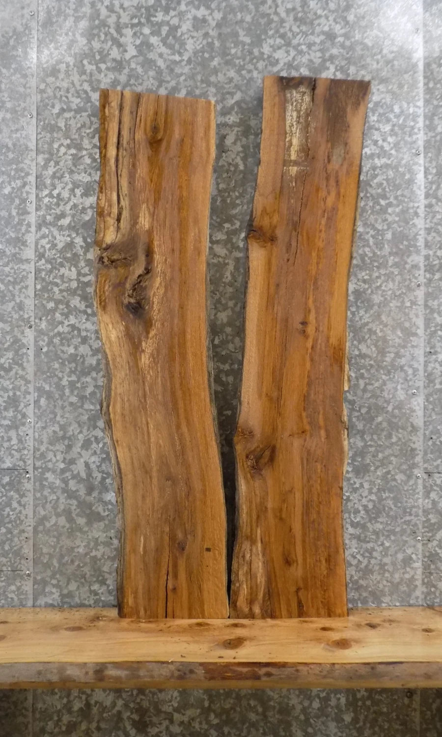 2- Live Edge Salvaged White Oak Bench/Book Shelves Slabs 4571-4572