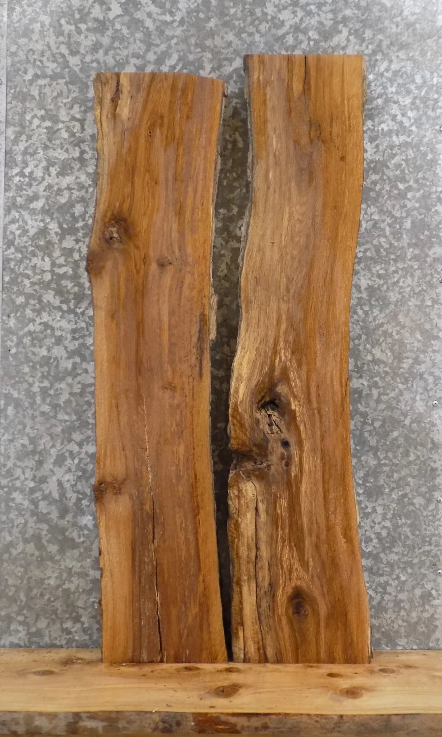 2- Live Edge Reclaimed White Oak Wall/Book Shelf Slabs 464-465