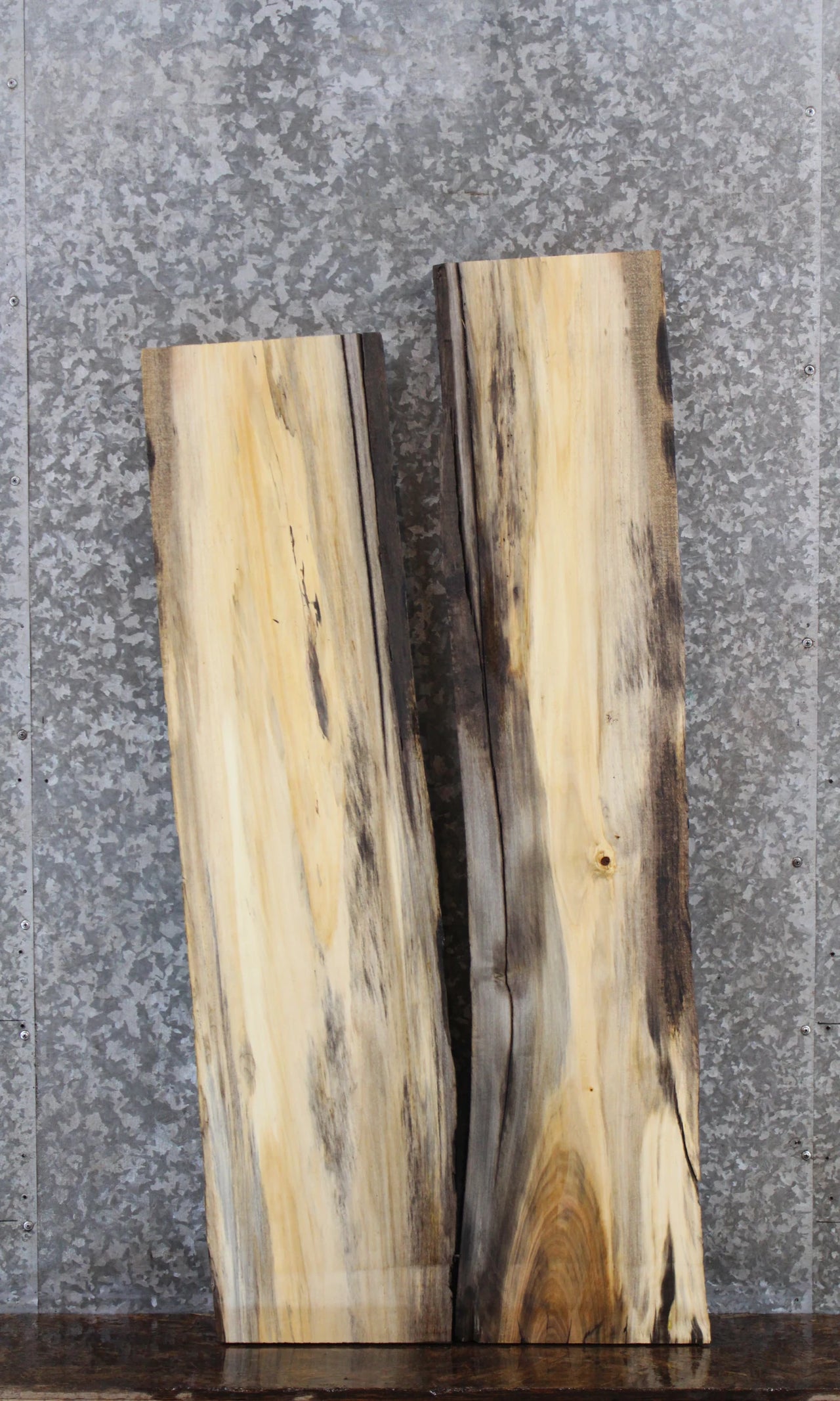 2- Live Edge Spalted Maple Side Table Tops/Wall Shelves 4659-4660