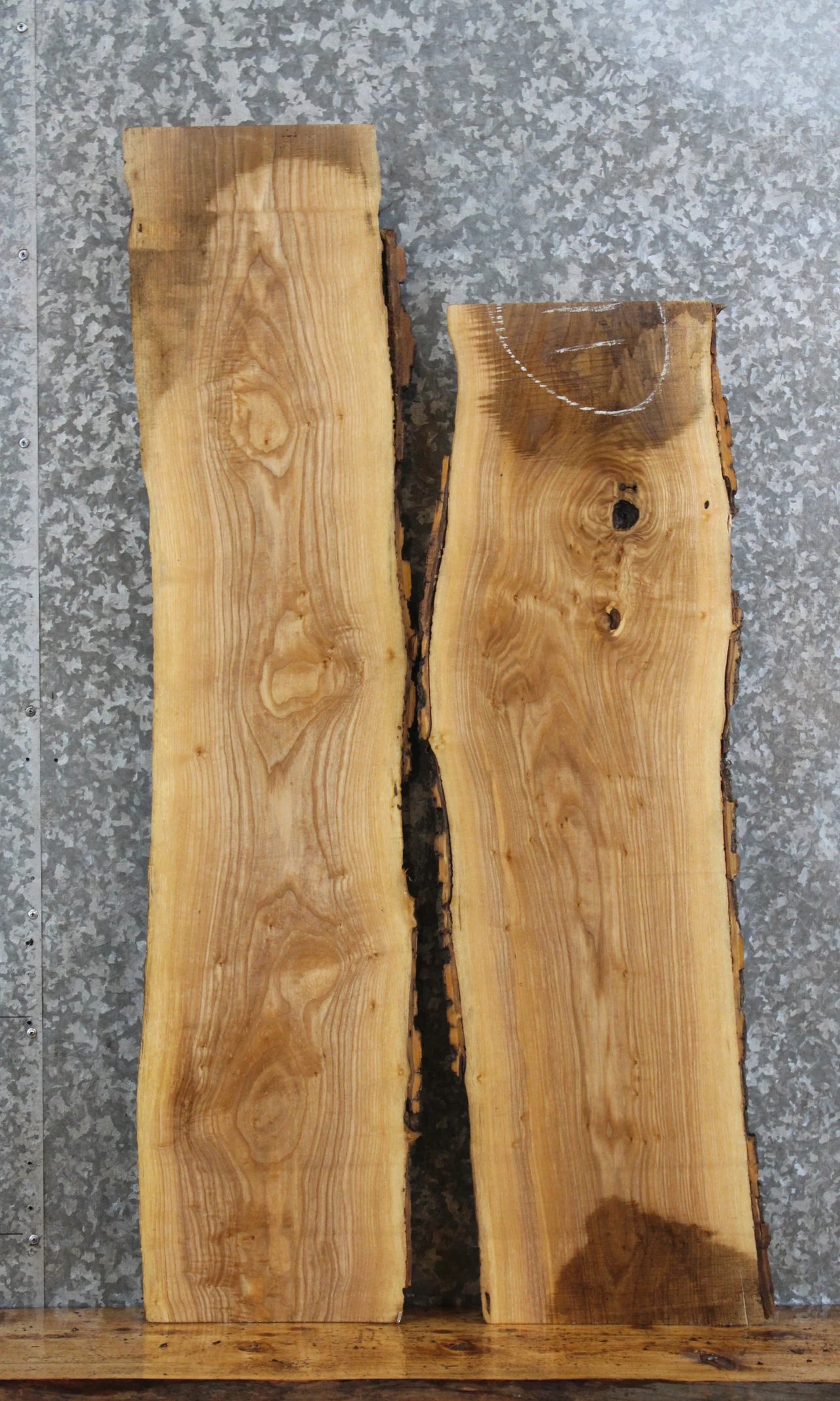 2- Live Edge Ash Slab/ Solid Wood Wall Shelves/Side Tables 4679-4680