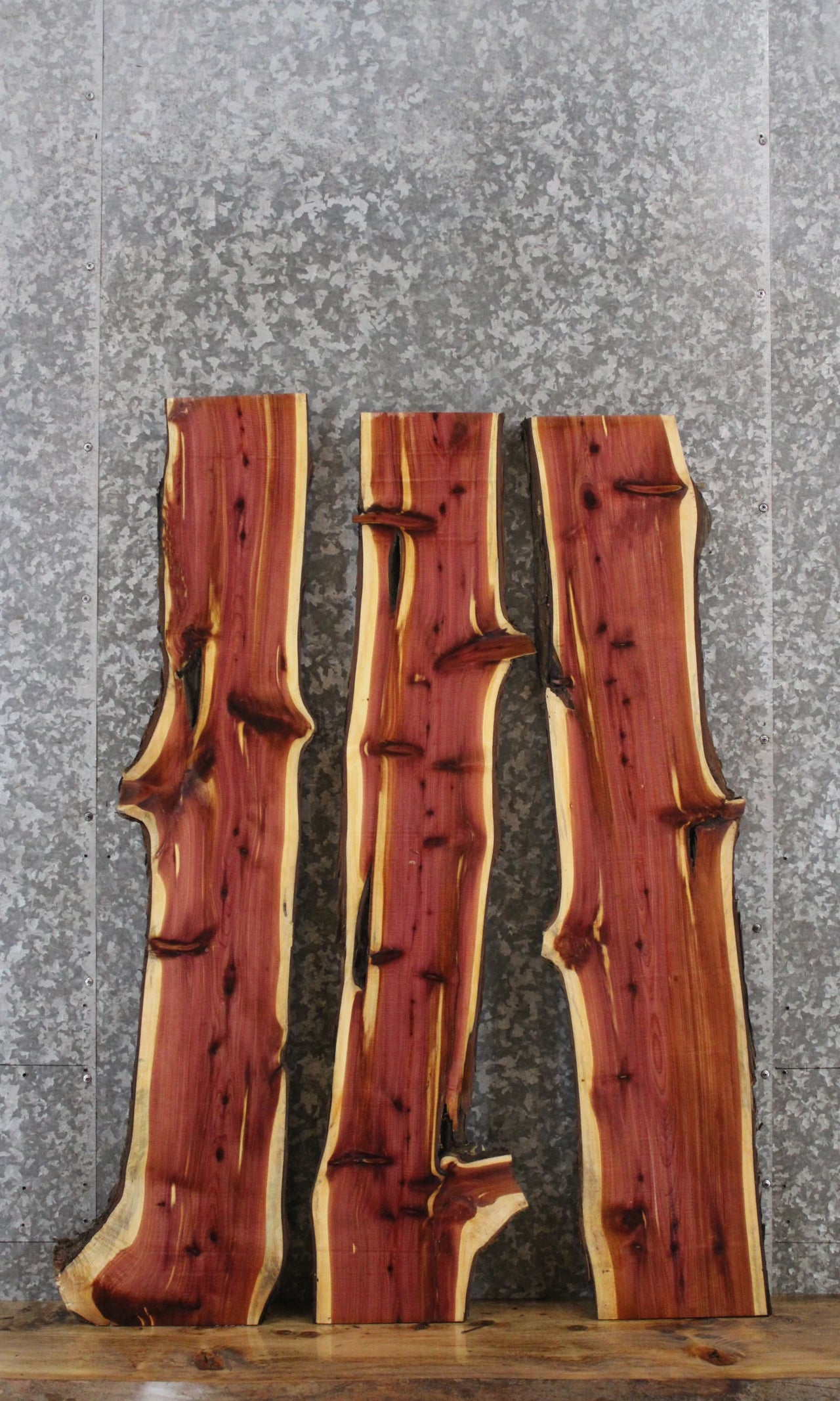 3- Red Cedar Live Edge Taxidermy/Charcuterie Slabs 468