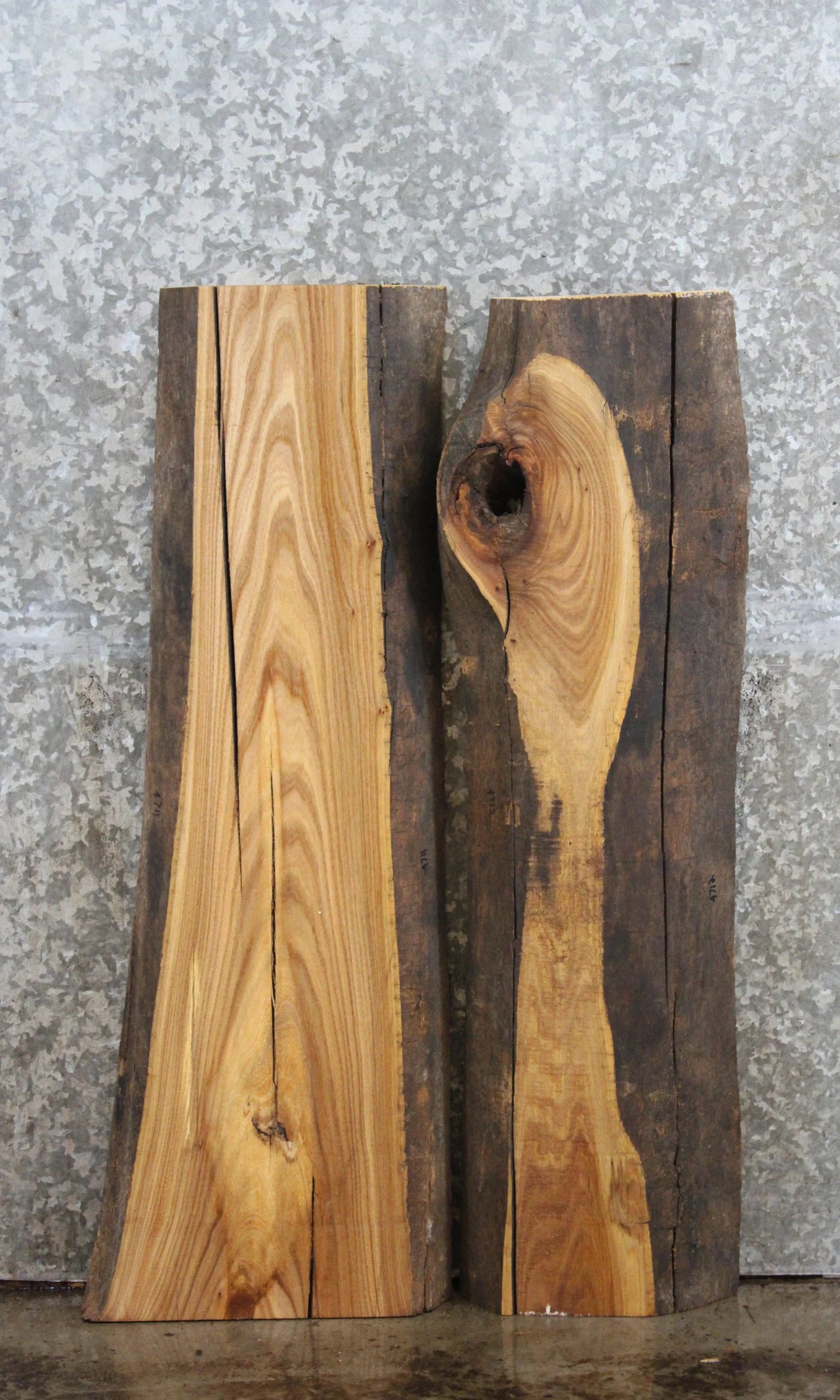 2- Live Edge Elm Wood Slabs for Side Table Tops/Wall Shelves 4711-4712