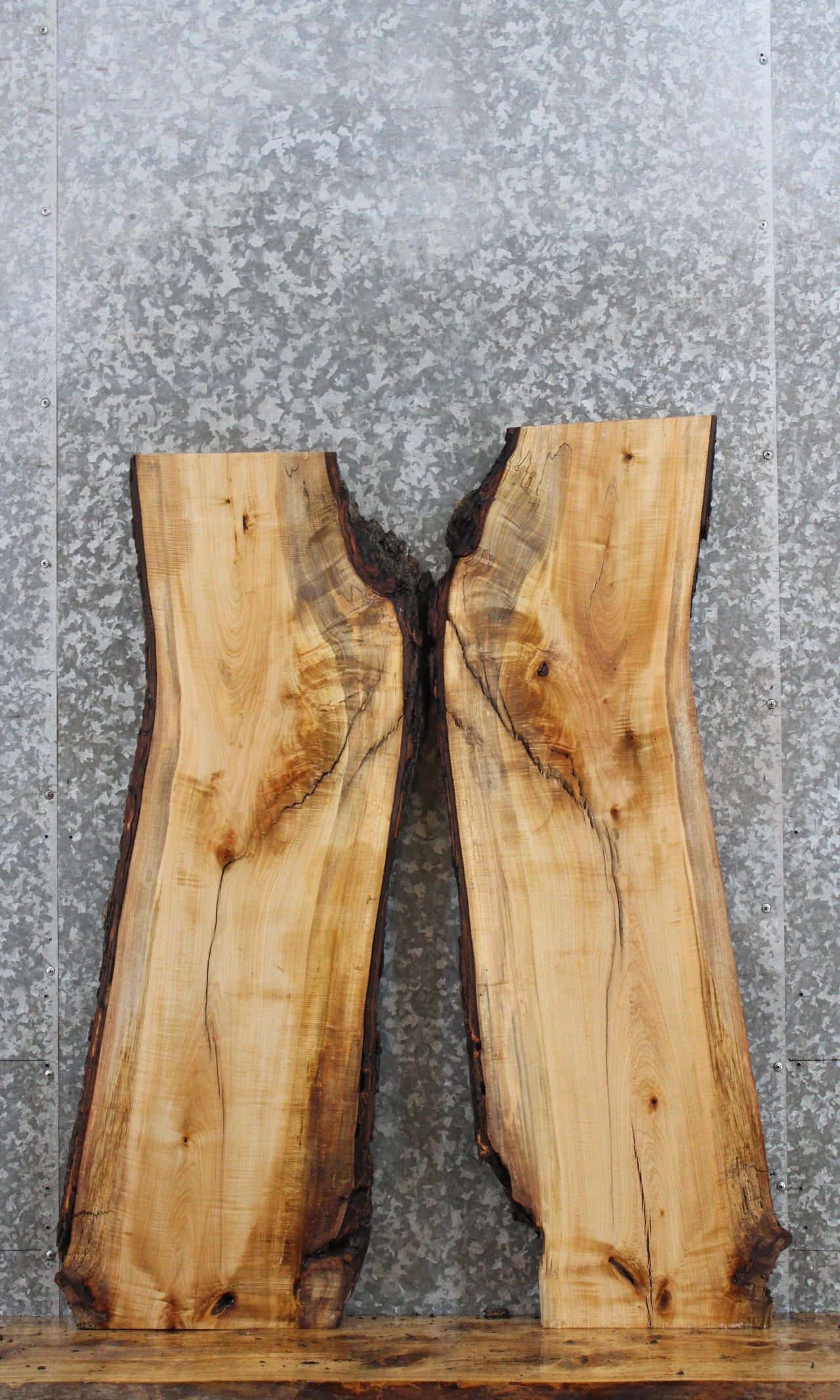 2- Maple Bookmatched Side Tables/Wall Shelves 4715-4716