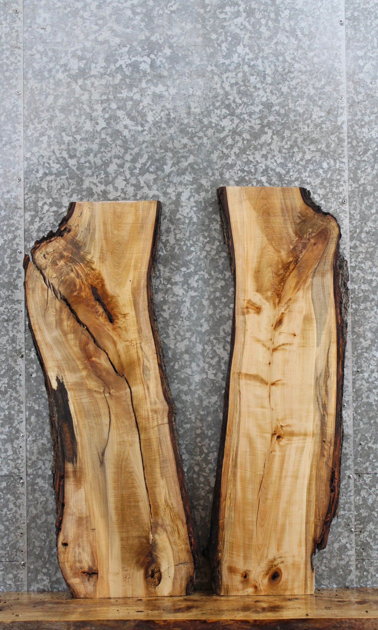 2- Maple Bookmatched Side Tables/Wall Shelves 4715-4716