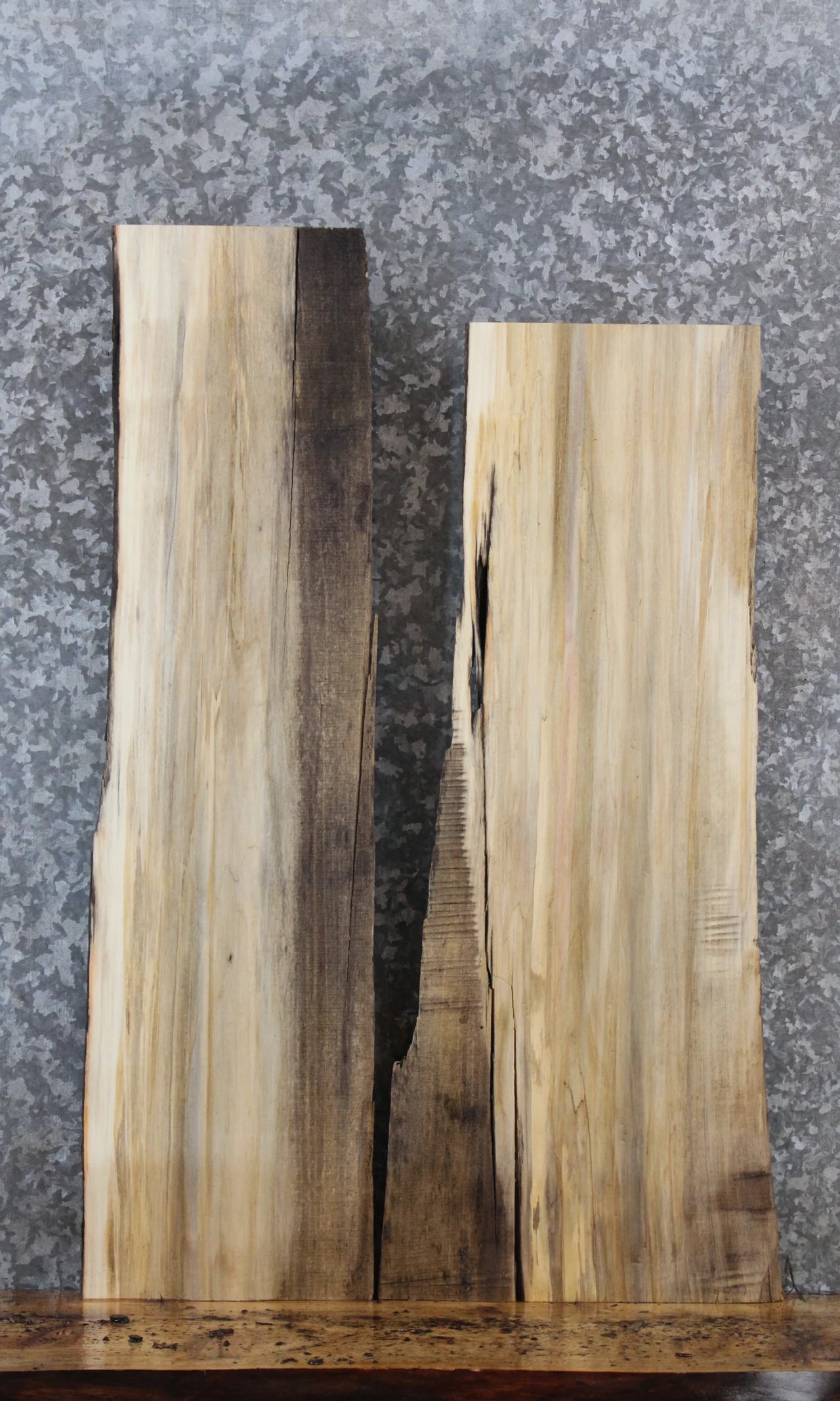 2- Live Edge Spalted Maple Side Table Tops/Wall Shelves 4753-4754