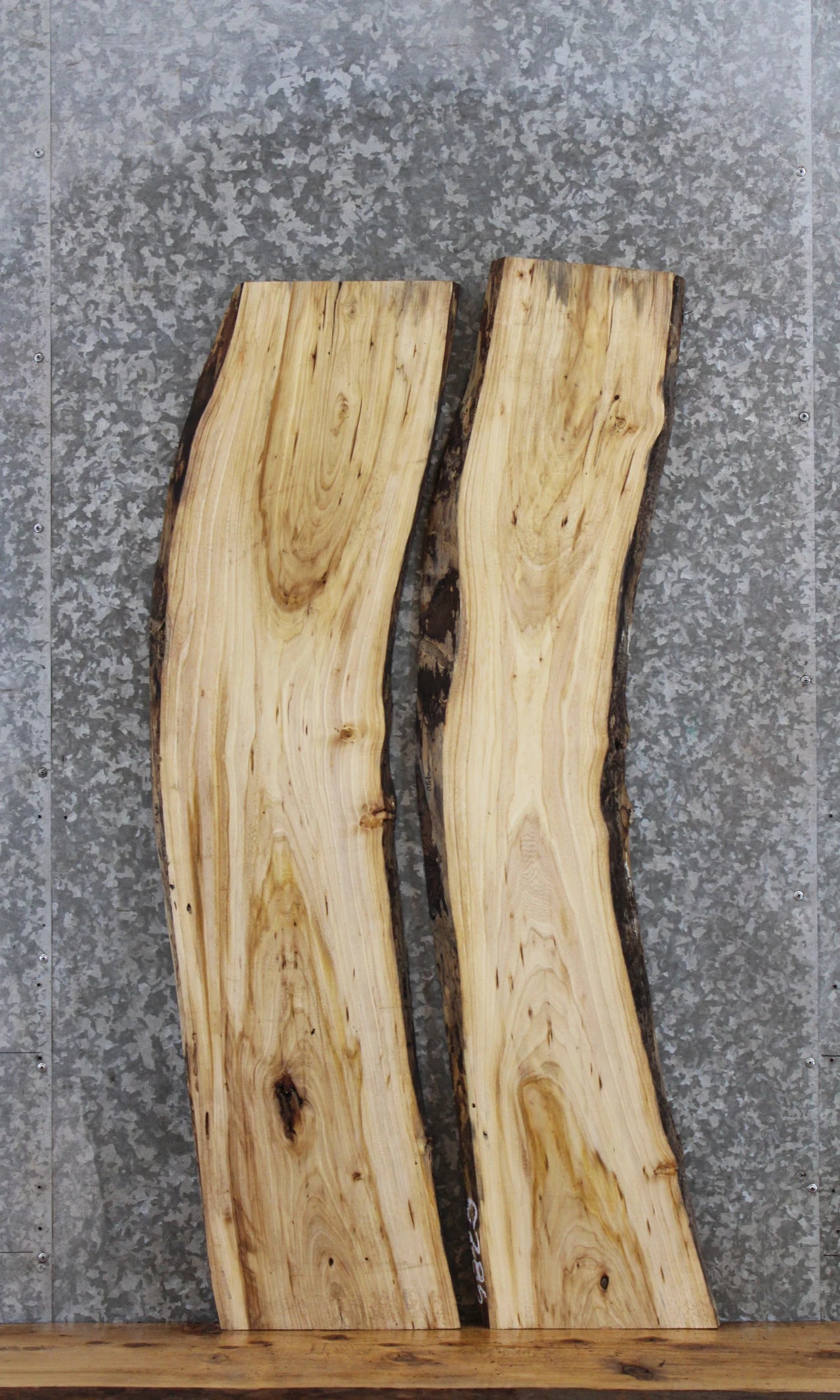 2- Live Edge Hackberry Side/Sofa Table Tops/Wall Shelves 479-480