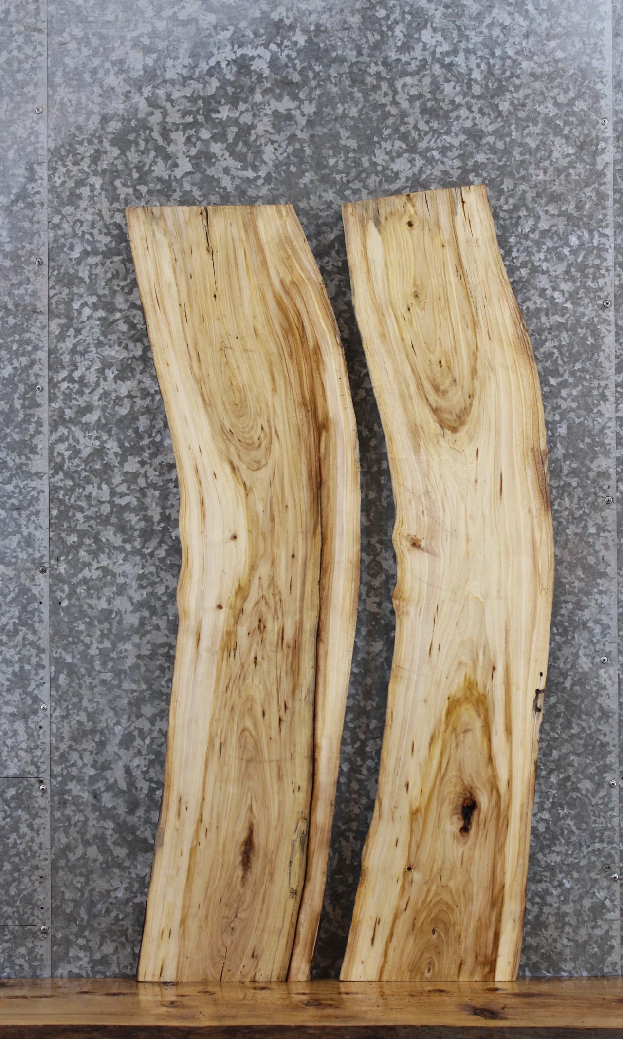 2- Live Edge Hackberry Side/Sofa Table Tops/Wall Shelves 479-480
