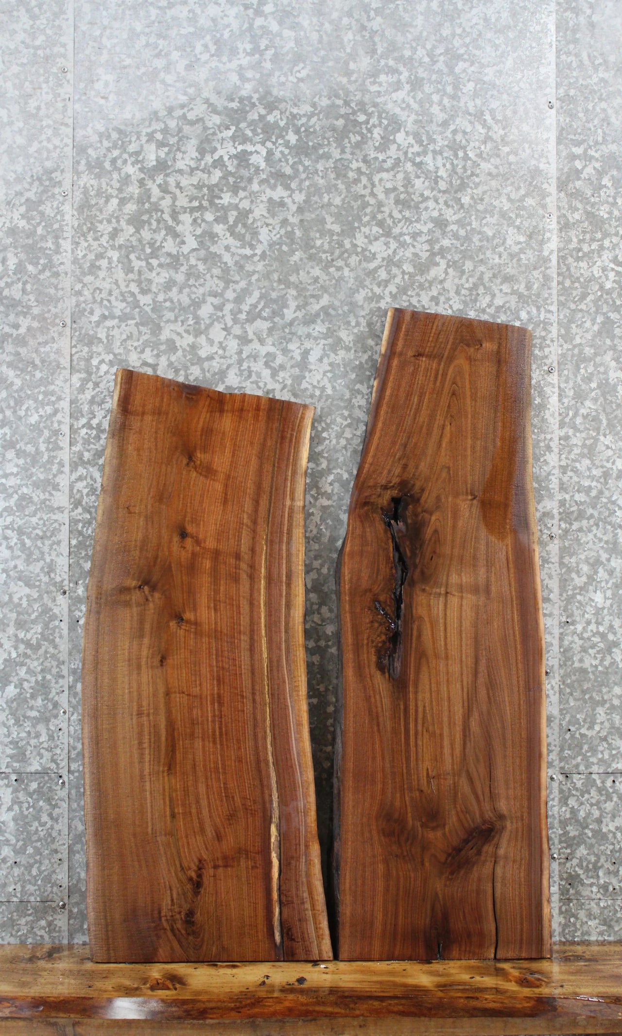 2- Walnut Live Edge Charcuterie/Shelf/End Table Slabs 483-484
