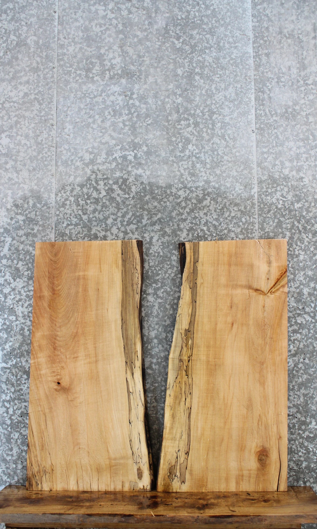 2- Natural Edge Maple Computer Desk Top Slabs 4843-4844