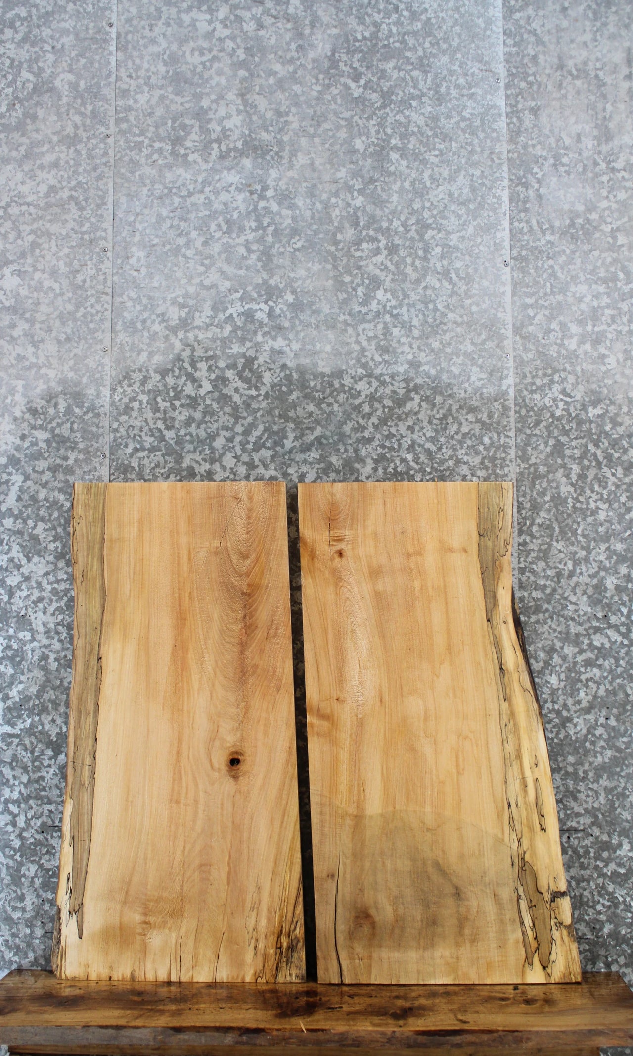 2- Natural Edge Maple Computer Desk Top Slabs 4843-4844