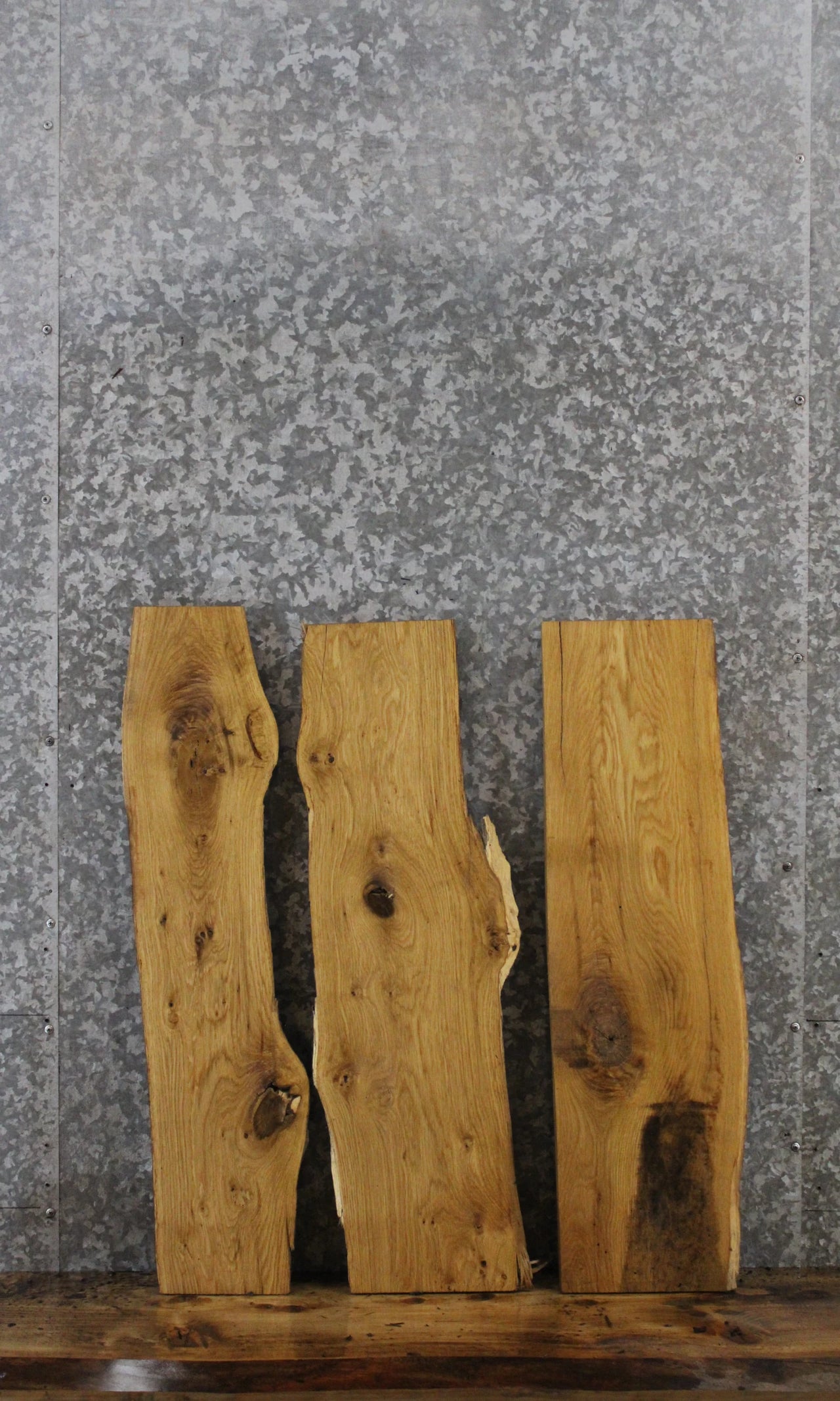 3- Oak Live Edge Charcuterie/Shelf/Taxidermy Slabs 4986