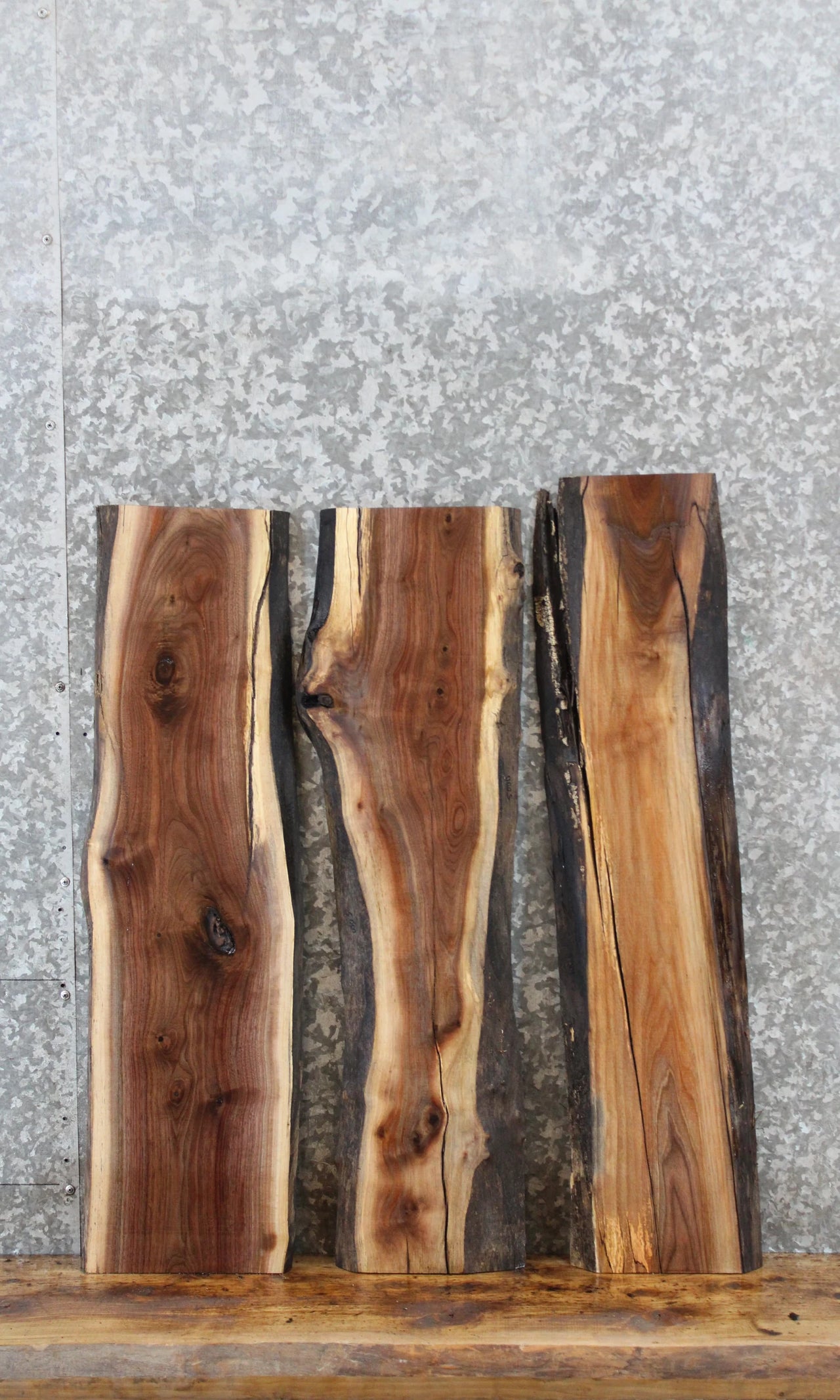 3- Rustic Natural Edge Black Walnut Wall Shelves 4999-5001