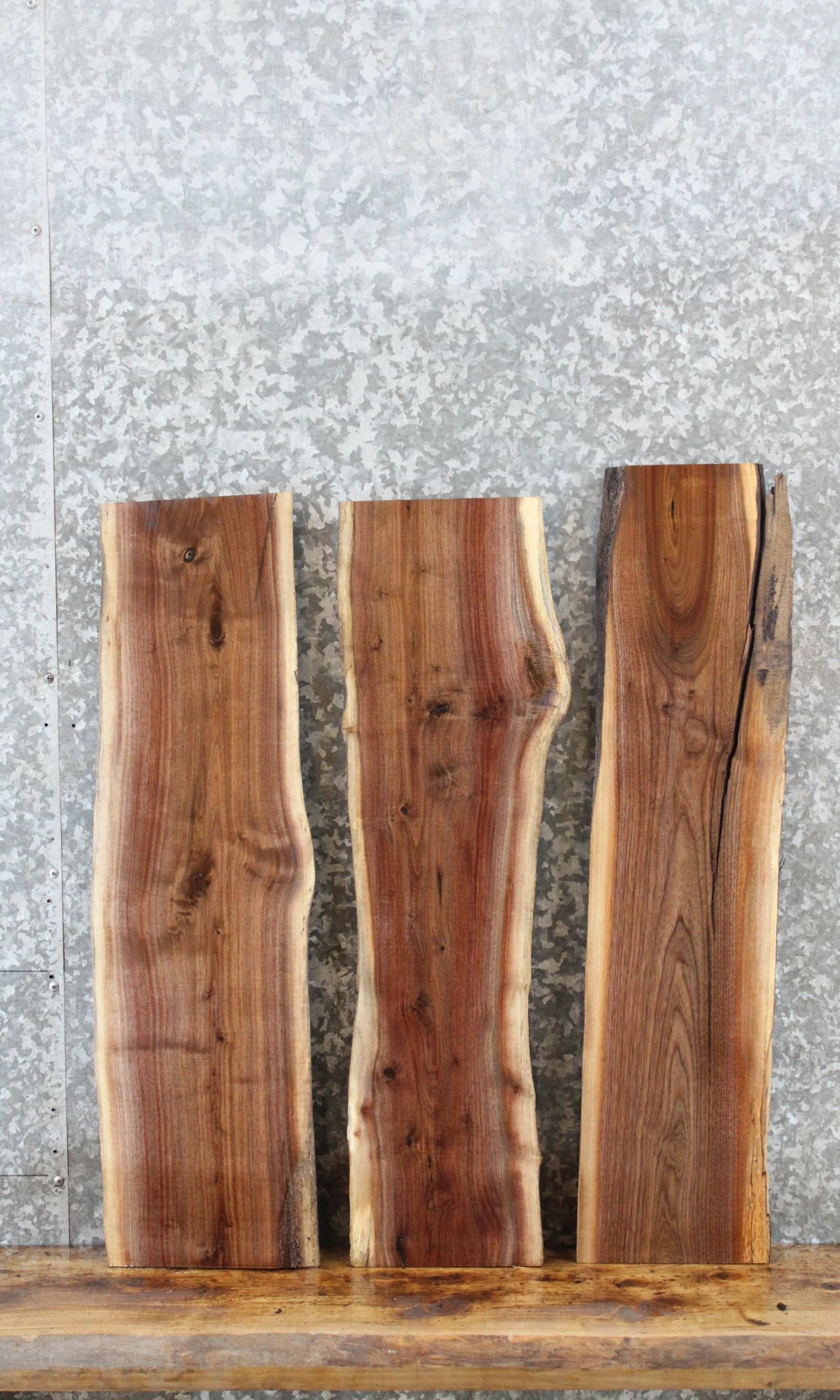 3- Rustic Natural Edge Black Walnut Wall Shelves 4999-5001