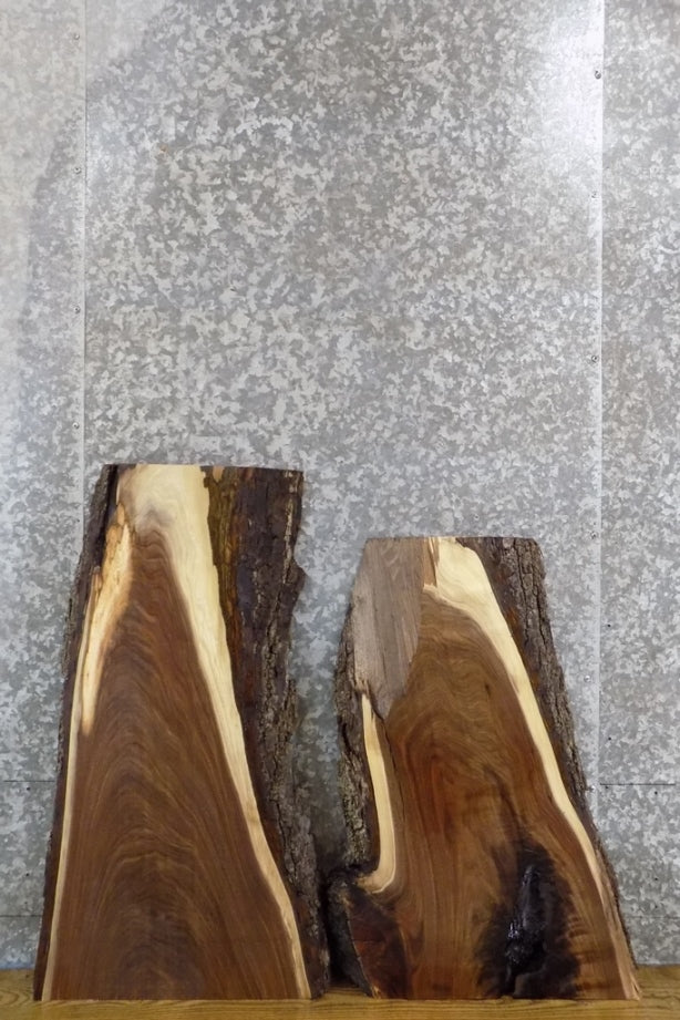2- Black Walnut Live Edge Bark Entry Table Top Slabs CLOSEOUT 5063-5064