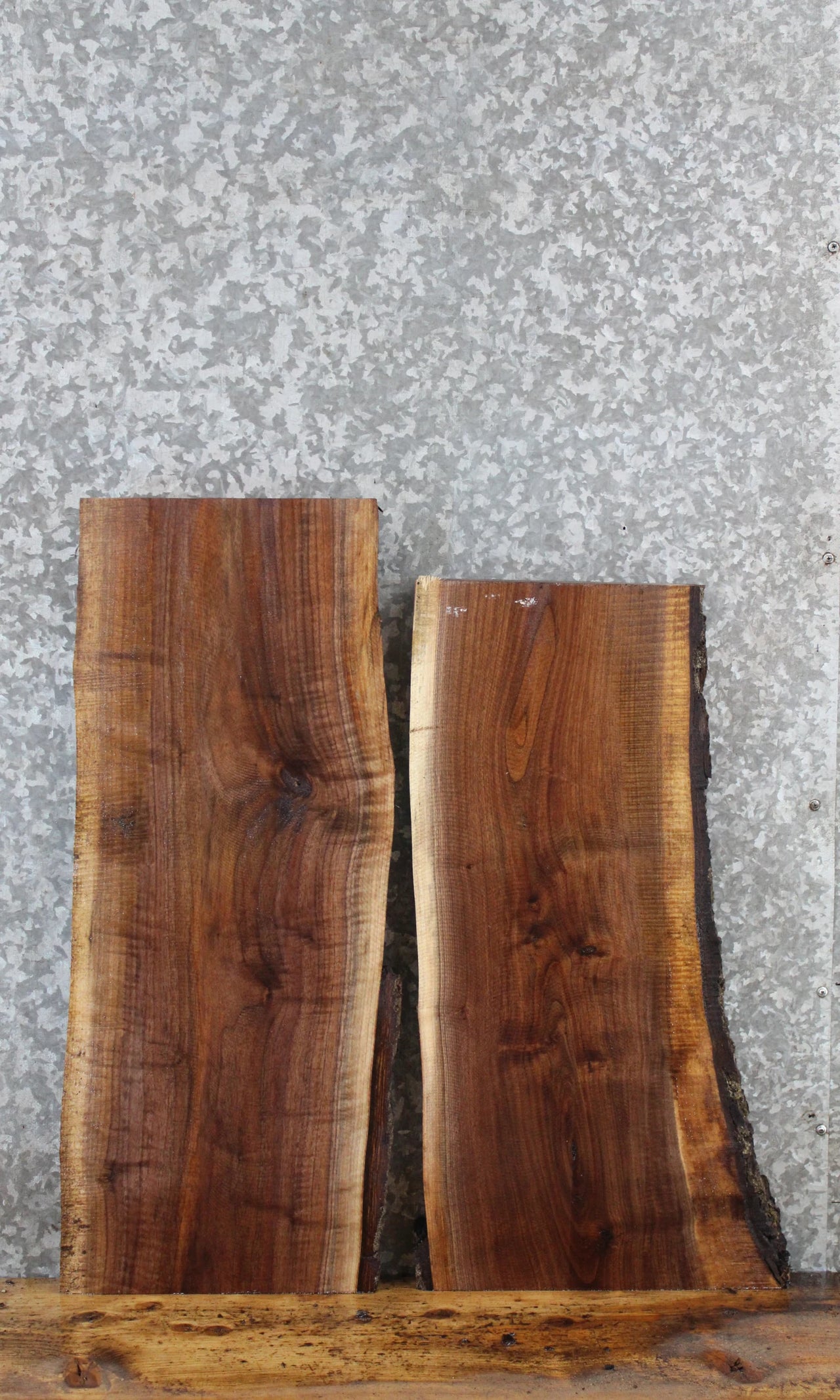 2- Live Edge Black Walnut Side Table Top/Wall Shelf Slabs 5074-5075