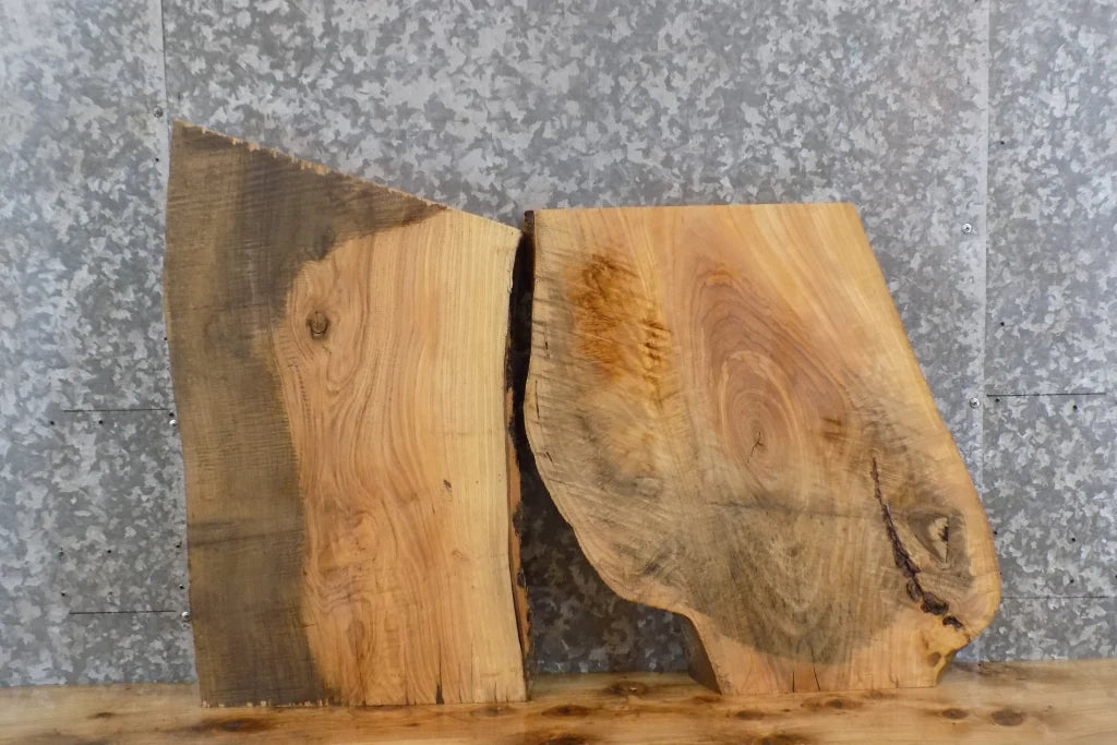 2- Live Edge Reclaimed Ash End/Accent Table Top Slabs 5092-5093