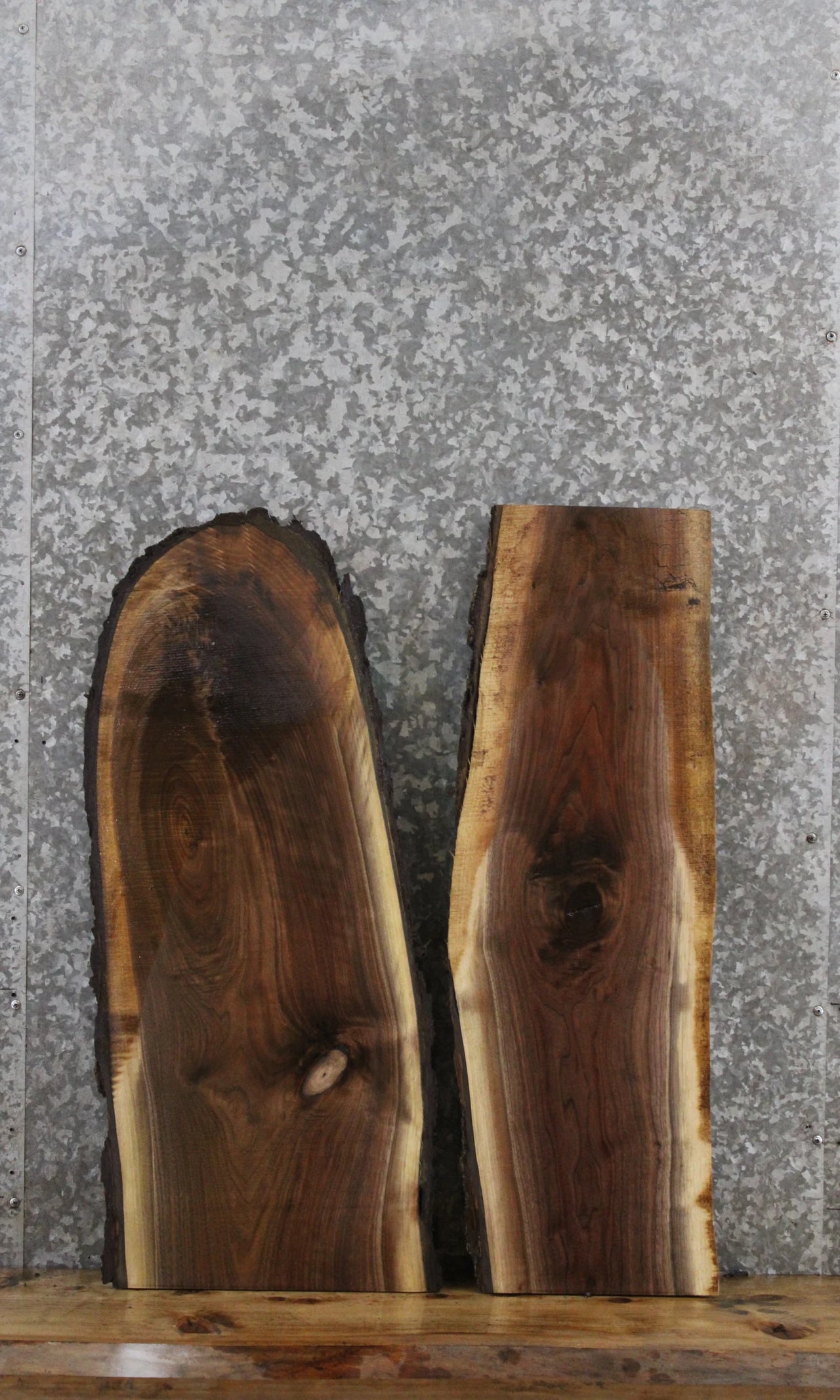 2- Black Walnut Live Edge Charcuterie/Taxidermy Slabs 5129-5130