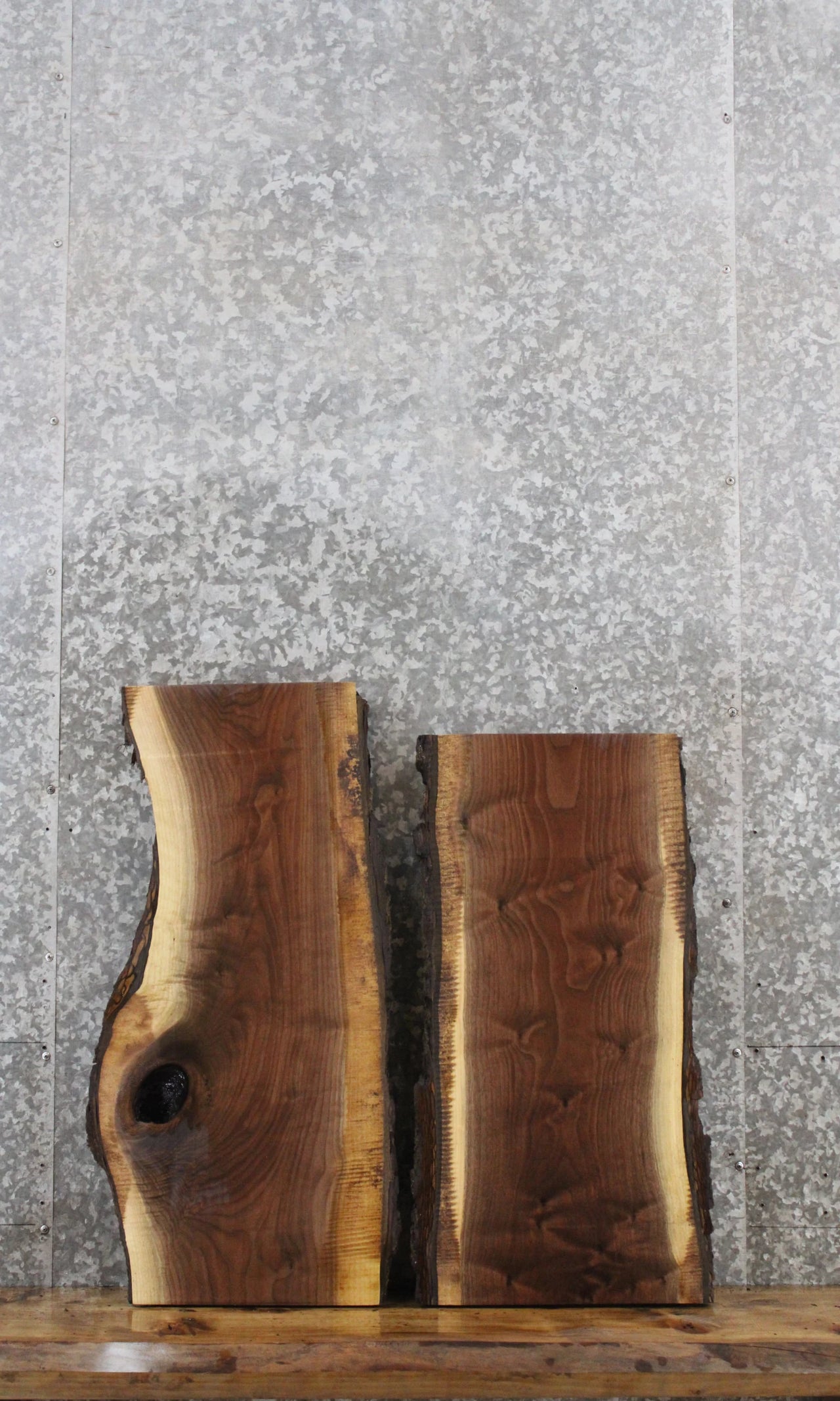 2- Walnut Live Edge Charcuterie/Shelf Slabs 5144-5145