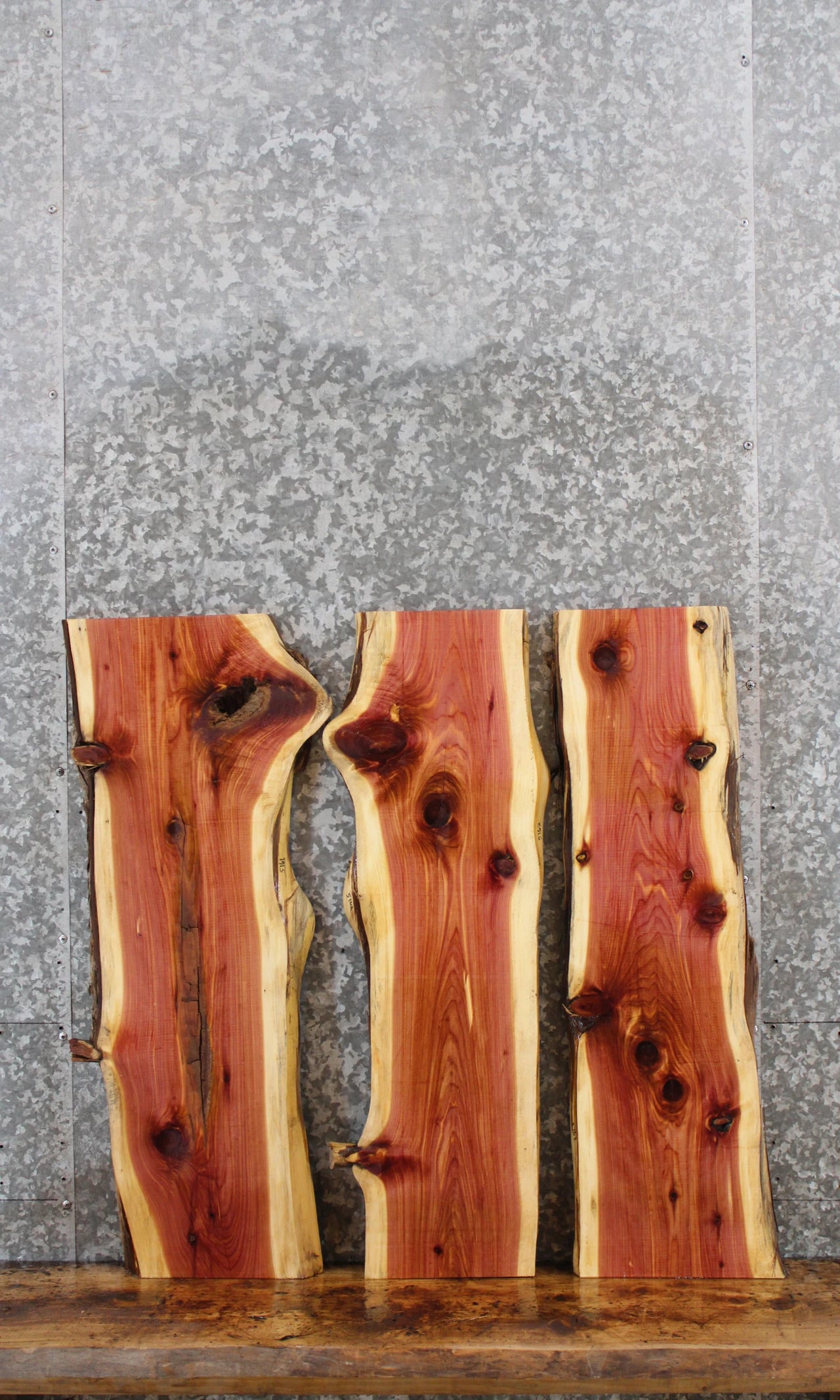 3- Natural Edge Red Cedar Taxidermy Board Slabs/ Live Edge Wood 5161-5163