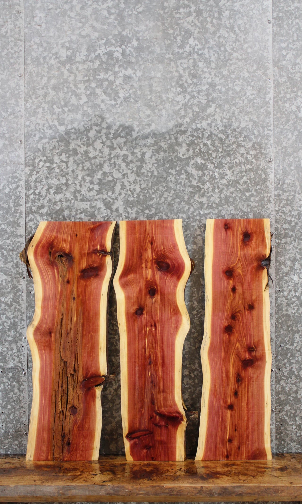 3- Natural Edge Red Cedar Taxidermy Board Slabs/ Live Edge Wood 5161-5163