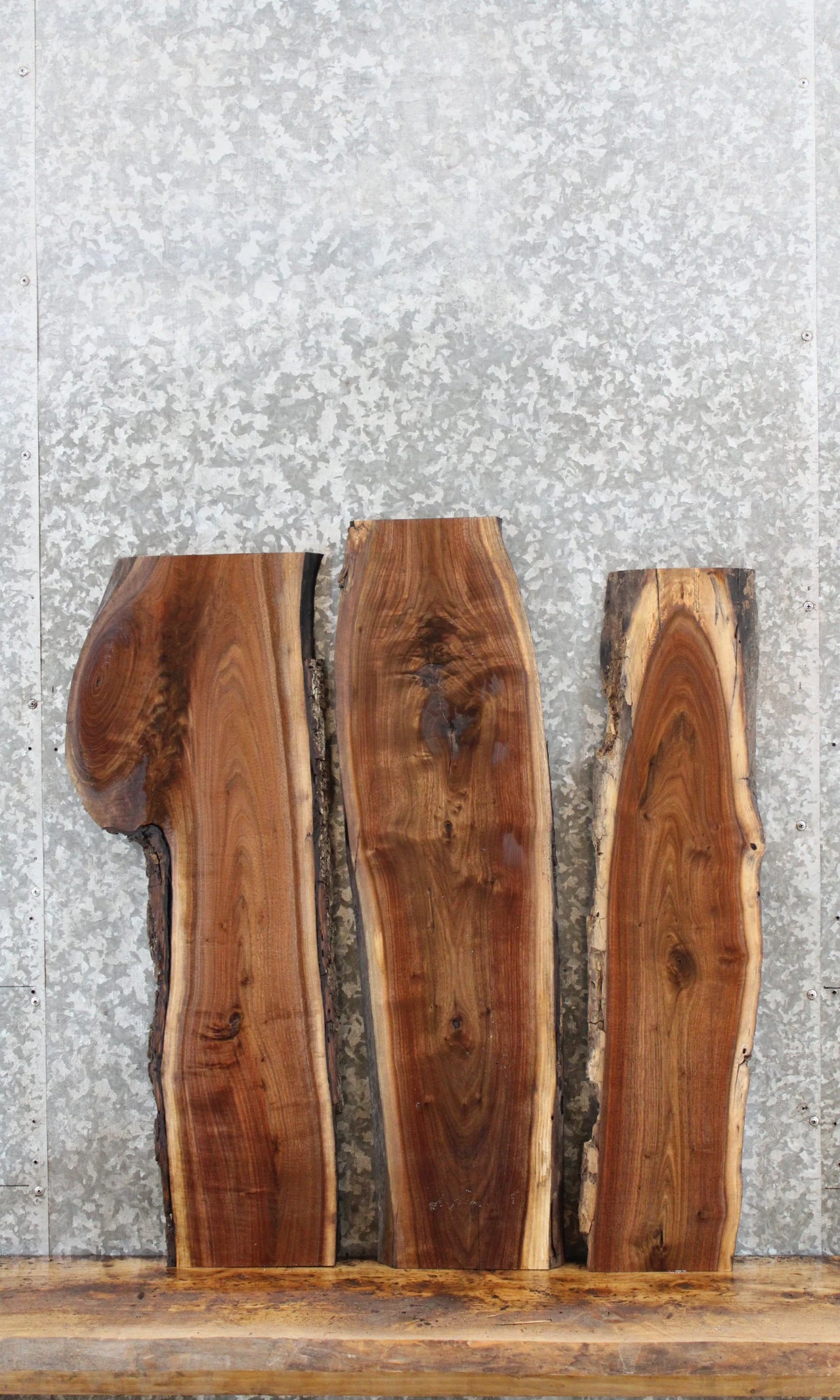3- Salvaged Live Edge Black Walnut Charcuterie Boards 5198-5200