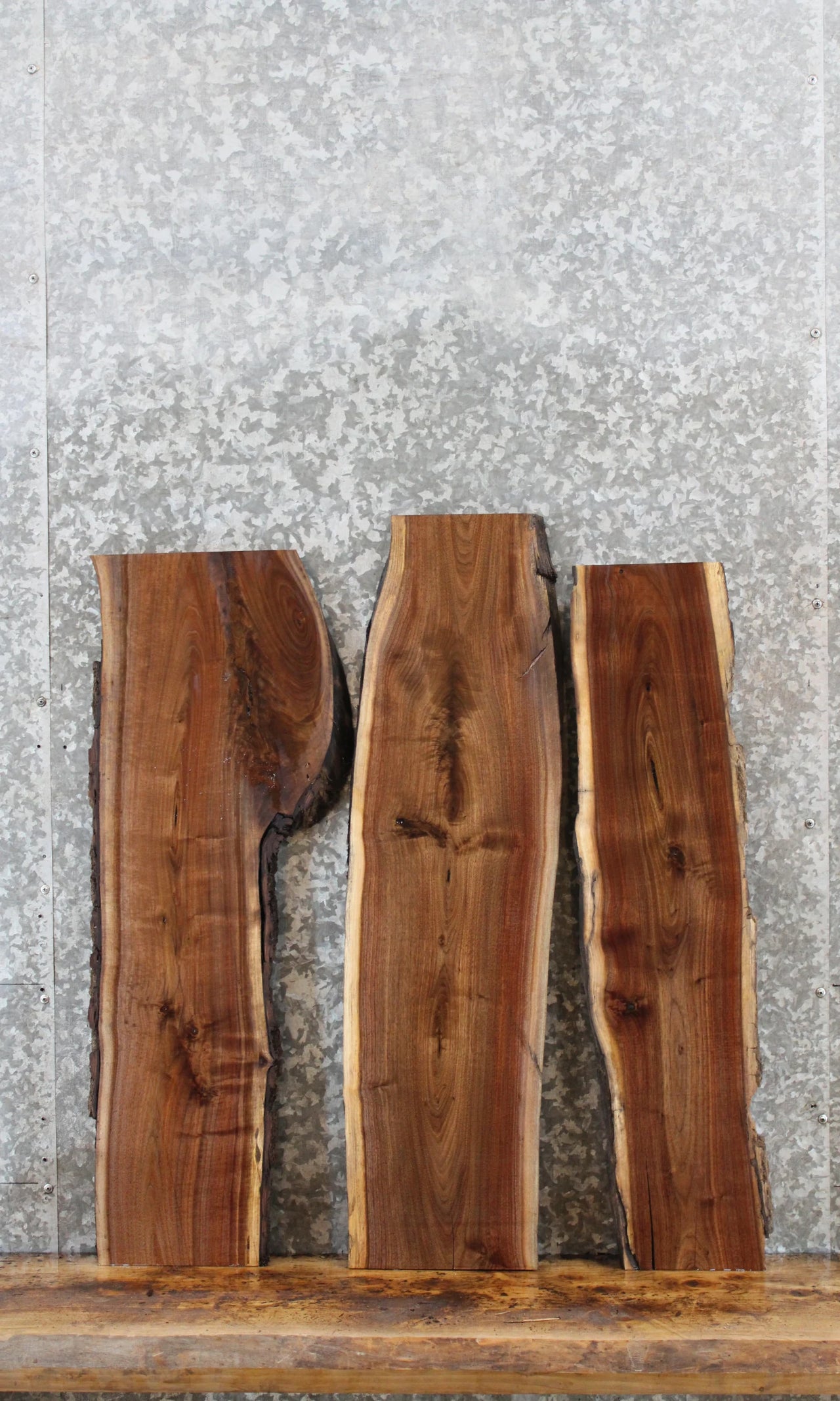3- Salvaged Live Edge Black Walnut Charcuterie Boards 5198-5200