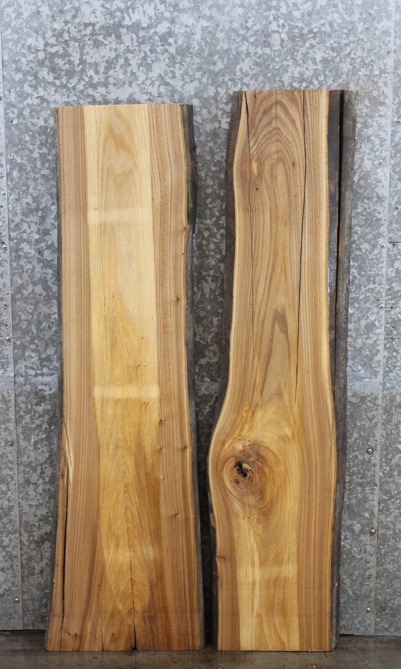 2- Live Edge Elm Side Table Top Slabs, Epoxy River Project Wood 520-521