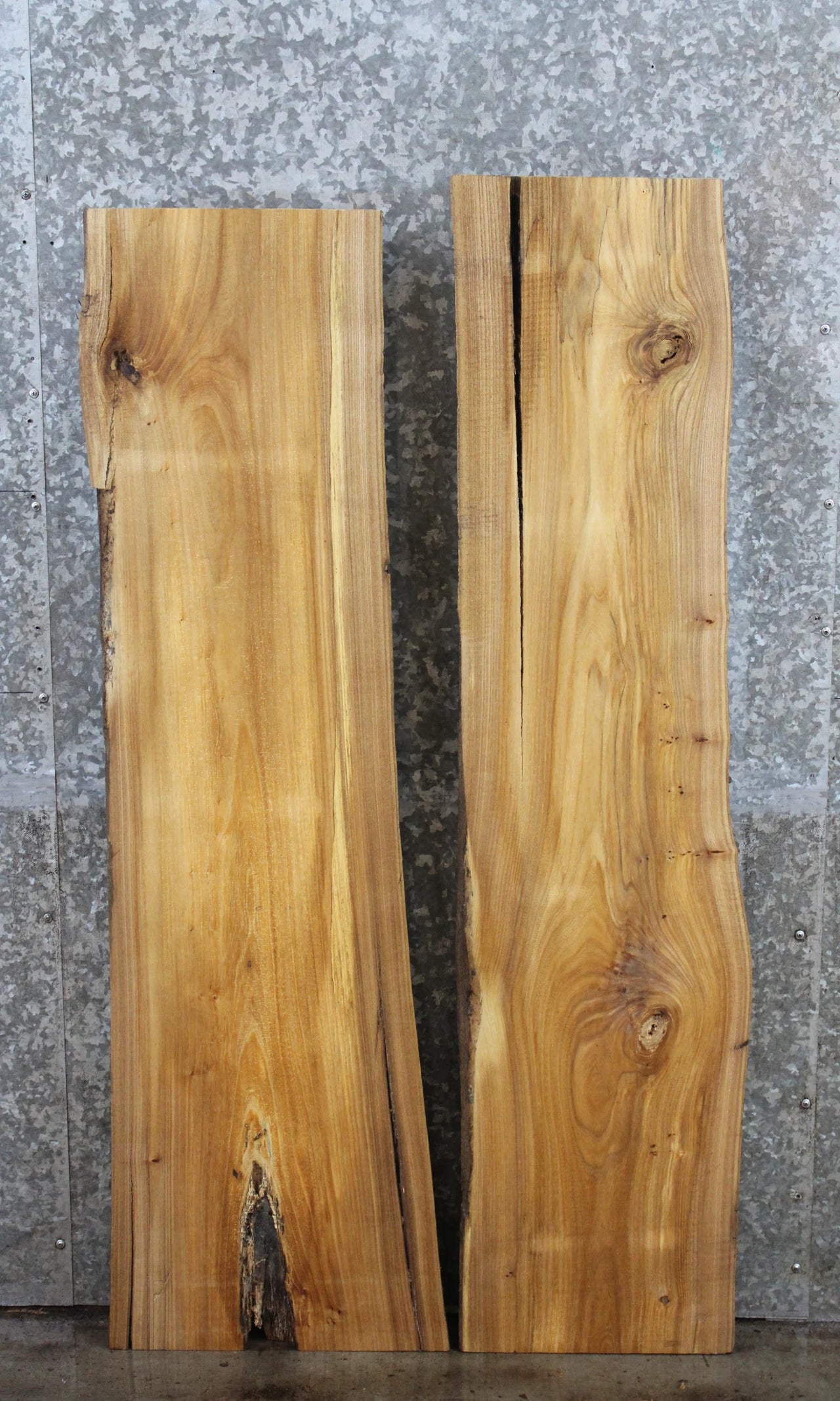 2- Live Edge Elm Side Table Top Slabs, Epoxy River Project Wood 520-521