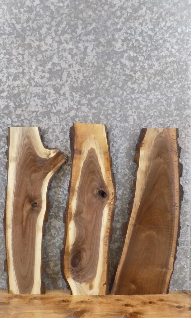 3- Live Edge Reclaimed Black Walnut End/Accent Table Top Slabs 5218-5220