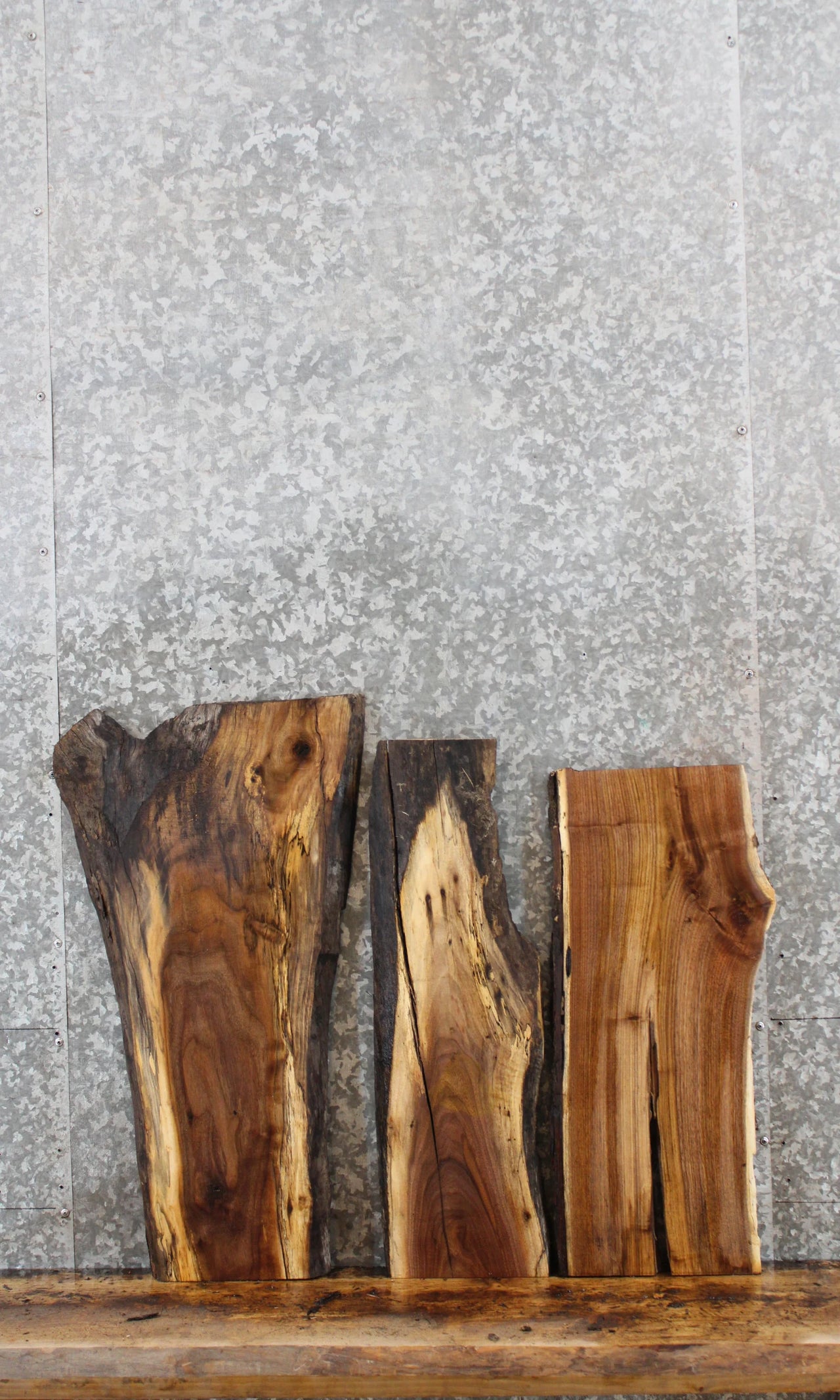 3- Rustic Live Edge Black Walnut Charcuterie Boards 5278-5280