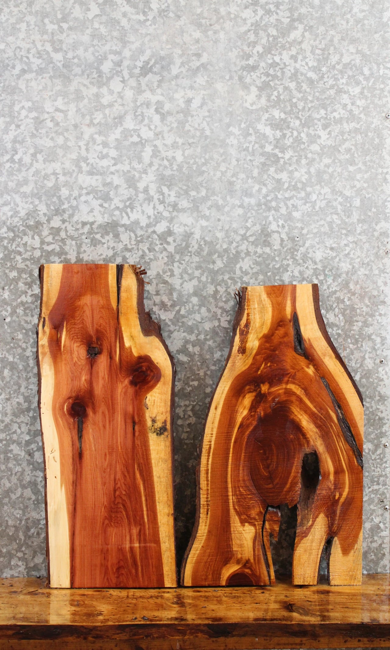 2- Natural Edge Cedar Charcuterie/Taxidermy Slabs 5316-5317