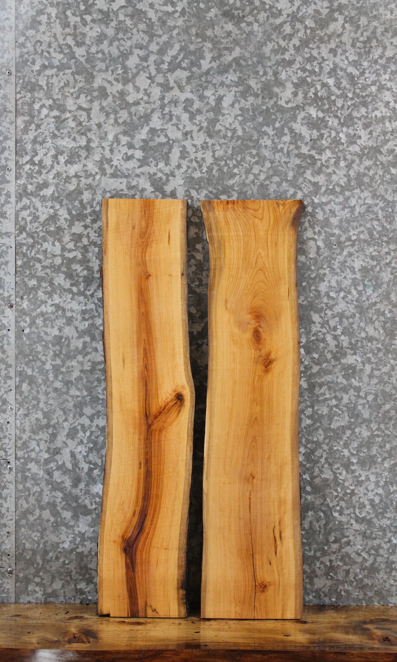 2- Cherry Live Edge Charcuterie/Taxidermy/Shelf Slabs 5373-5374