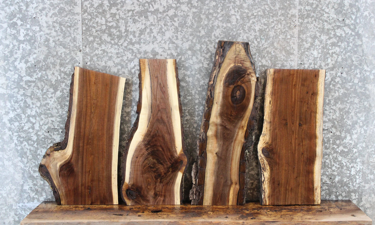 4- Rustic Live Edge Black Walnut Craft Pack Slabs 5400-5403