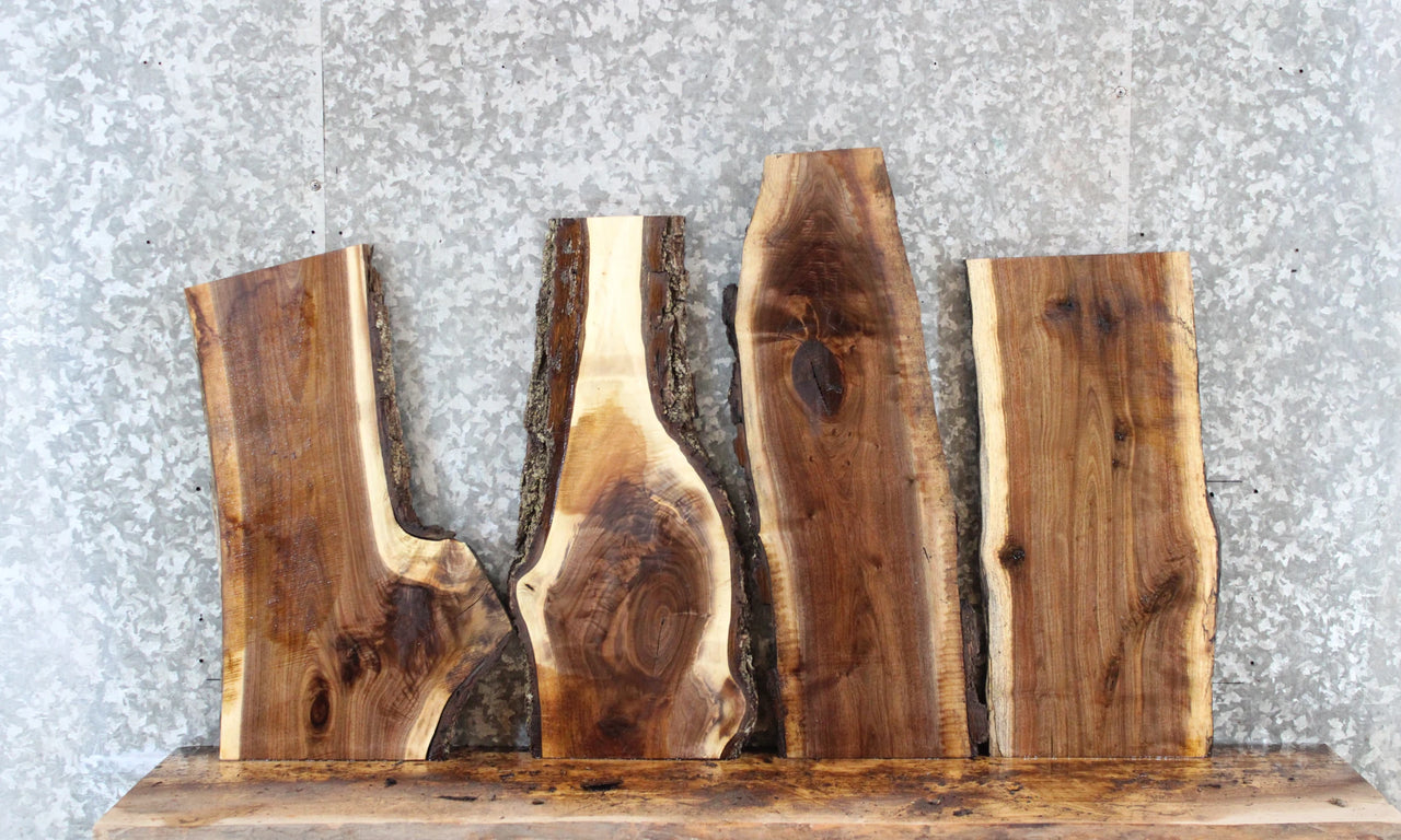 4- Rustic Live Edge Black Walnut Craft Pack Slabs 5400-5403