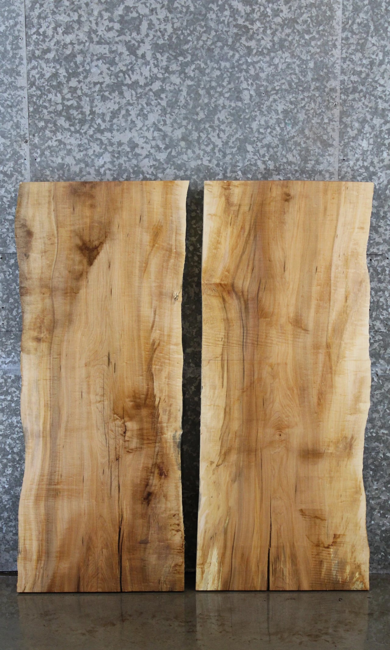 2- Wavy Grain Hard Maple Live Edge Slabs, Epoxy River Project 553,555
