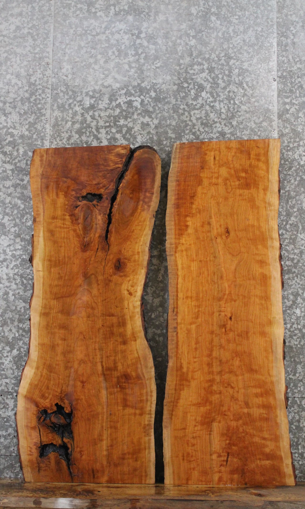 2- Live Edge Cherry Side Table Tops/Wall Shelves 584-585