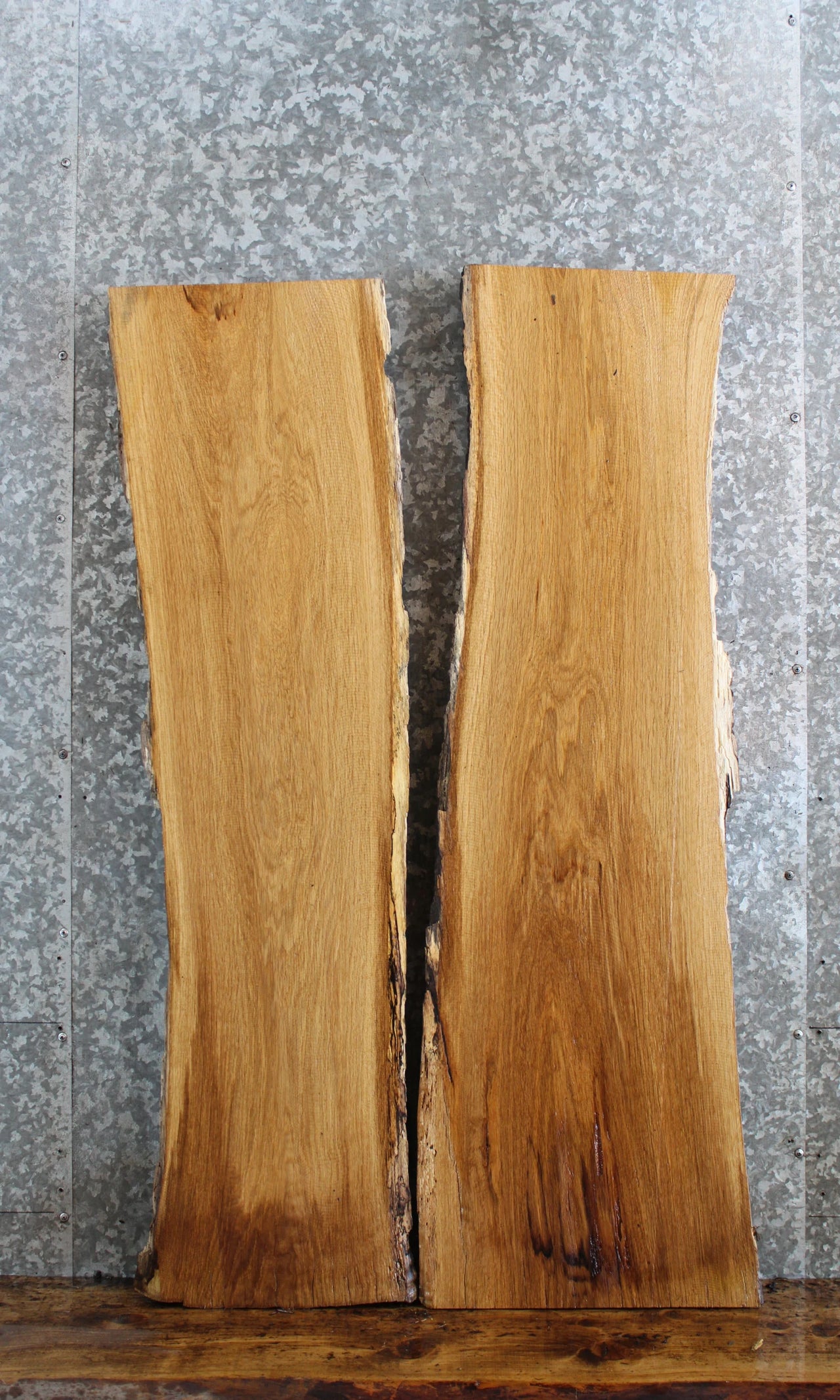 2- Live Edge White Oak Side/Console Table Top Slabs 584-585