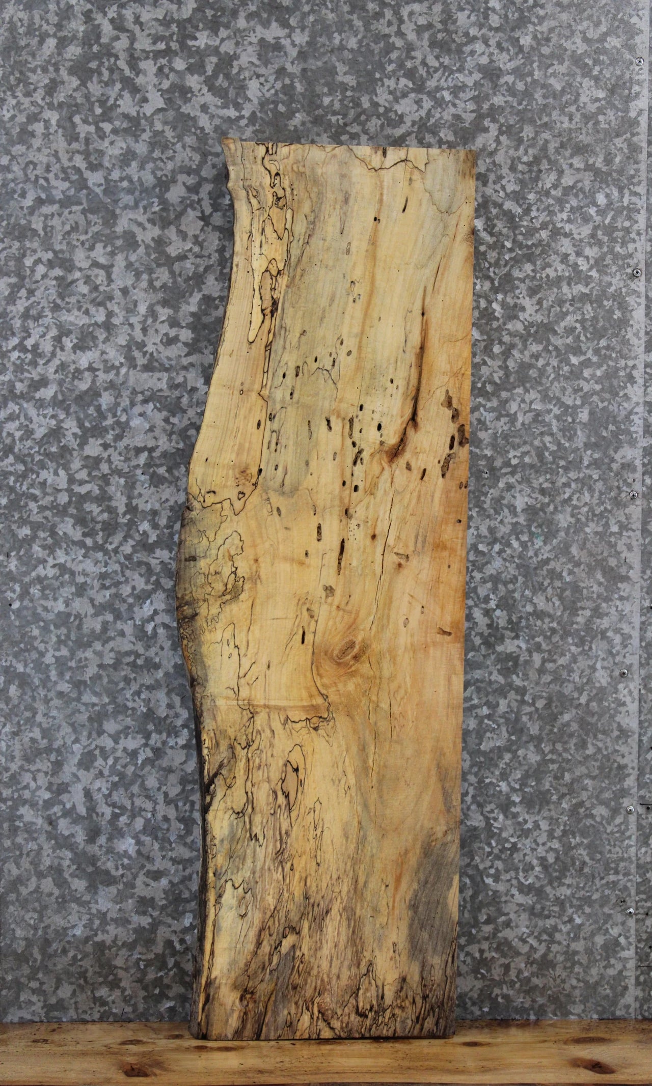 Spalted Maple Live Edge Wood Mantel, Bench Top Slab 601
