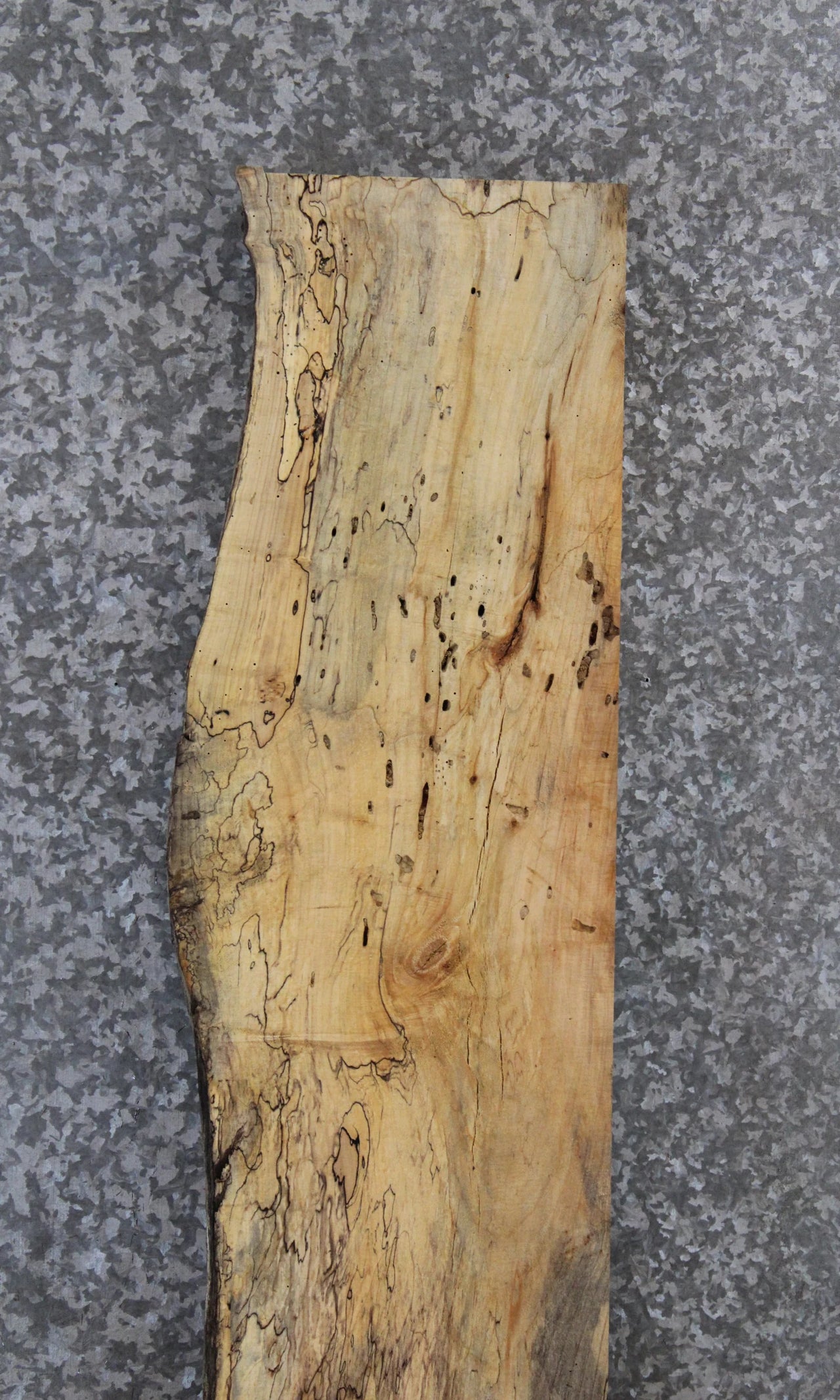 Spalted Maple Live Edge Wood Mantel, Bench Top Slab 601