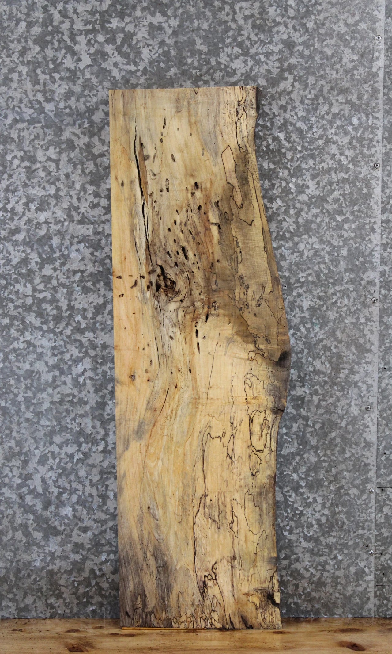 Spalted Maple Live Edge Wood Mantel, Bench Top Slab 601