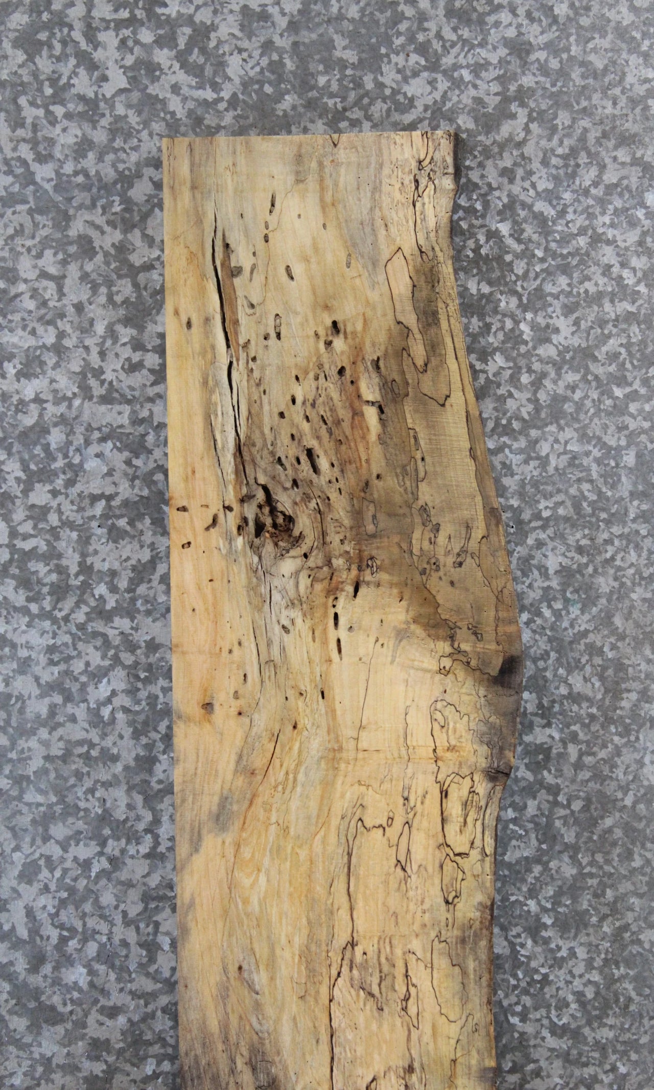 Spalted Maple Live Edge Wood Mantel, Bench Top Slab 601