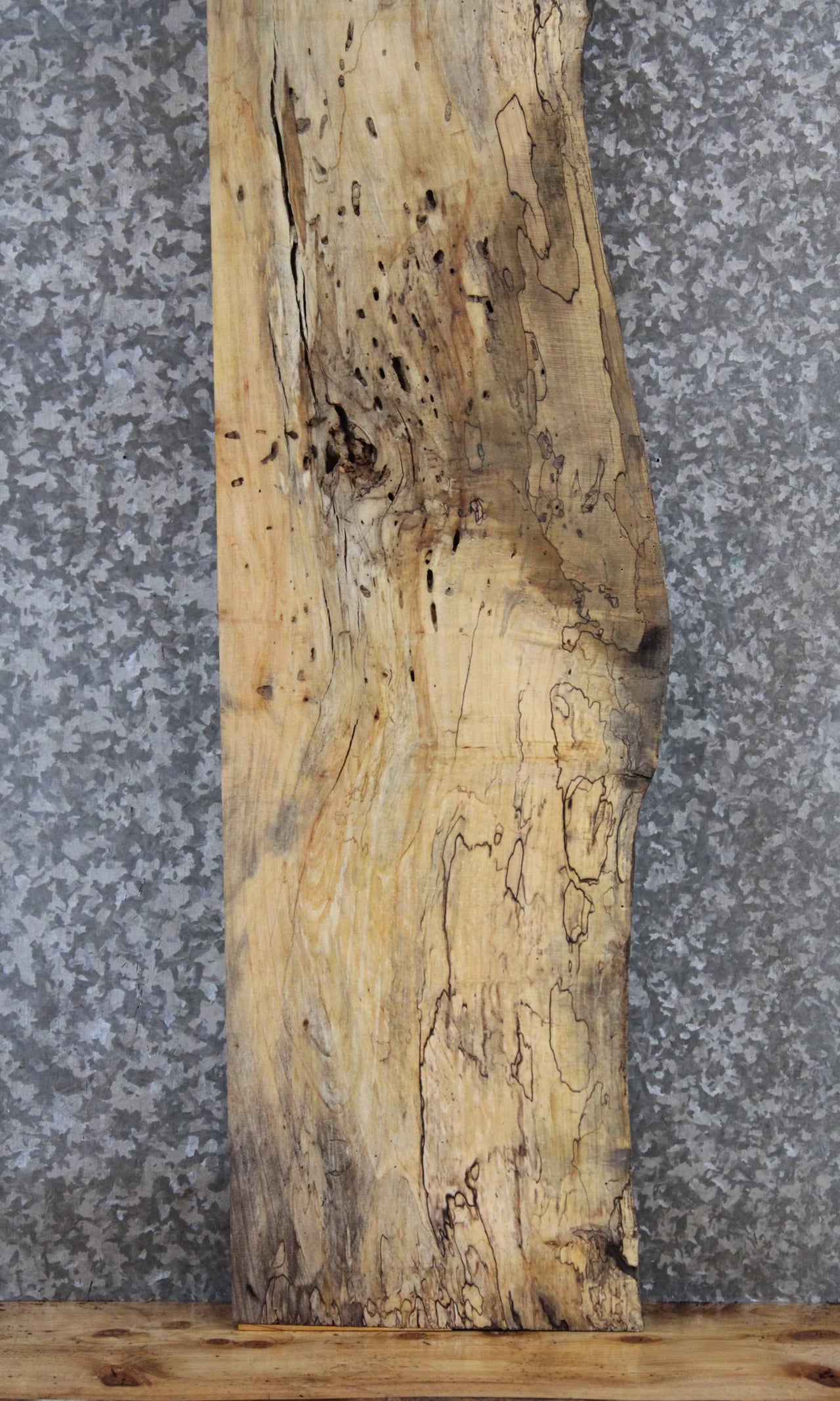 Spalted Maple Live Edge Wood Mantel, Bench Top Slab 601