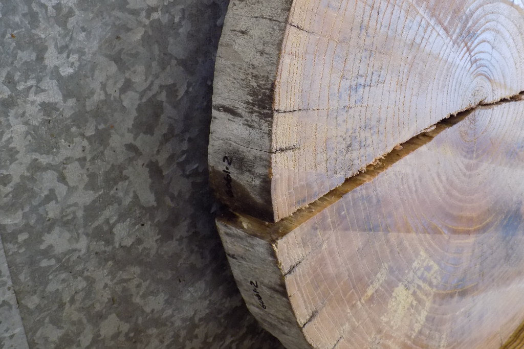 2- Live Edge Round Cut Ash End Table Top/Split Board Slab Halves 6061