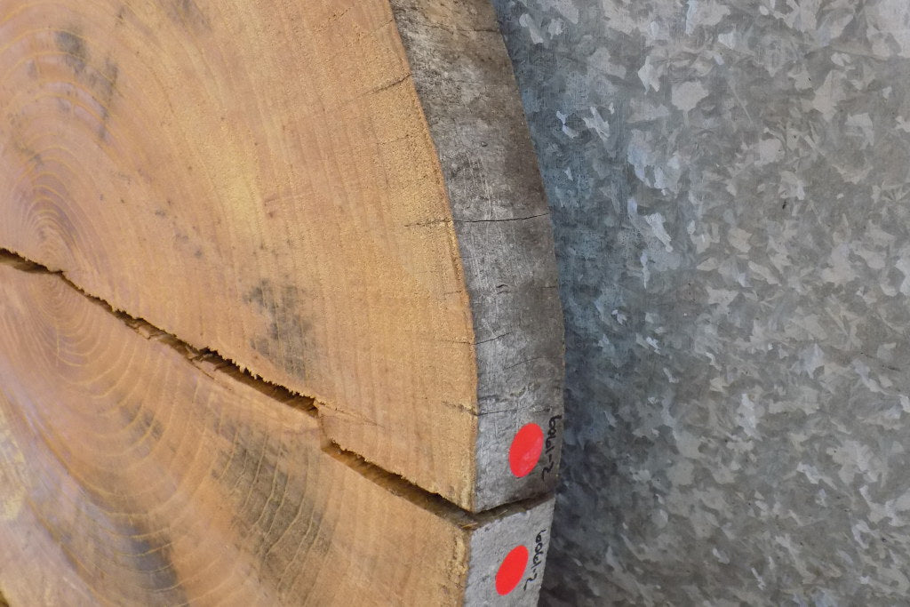 2- Live Edge Round Cut Ash End Table Top/Split Board Slab Halves 6061