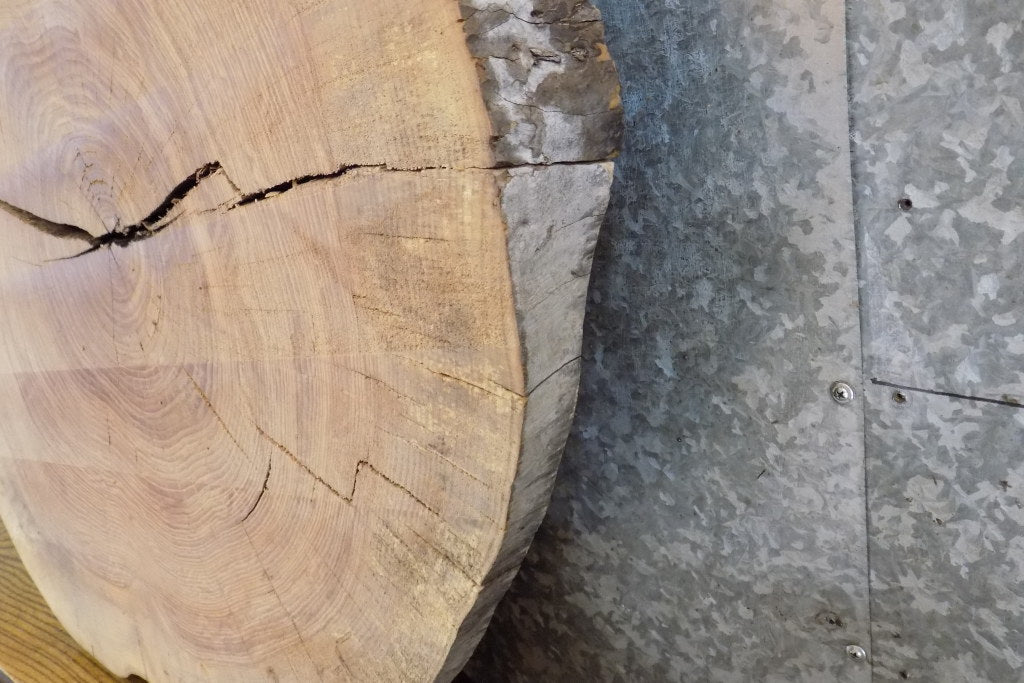 2- Natural Edge Round Cut Ash Split Board Slab Halves 6064