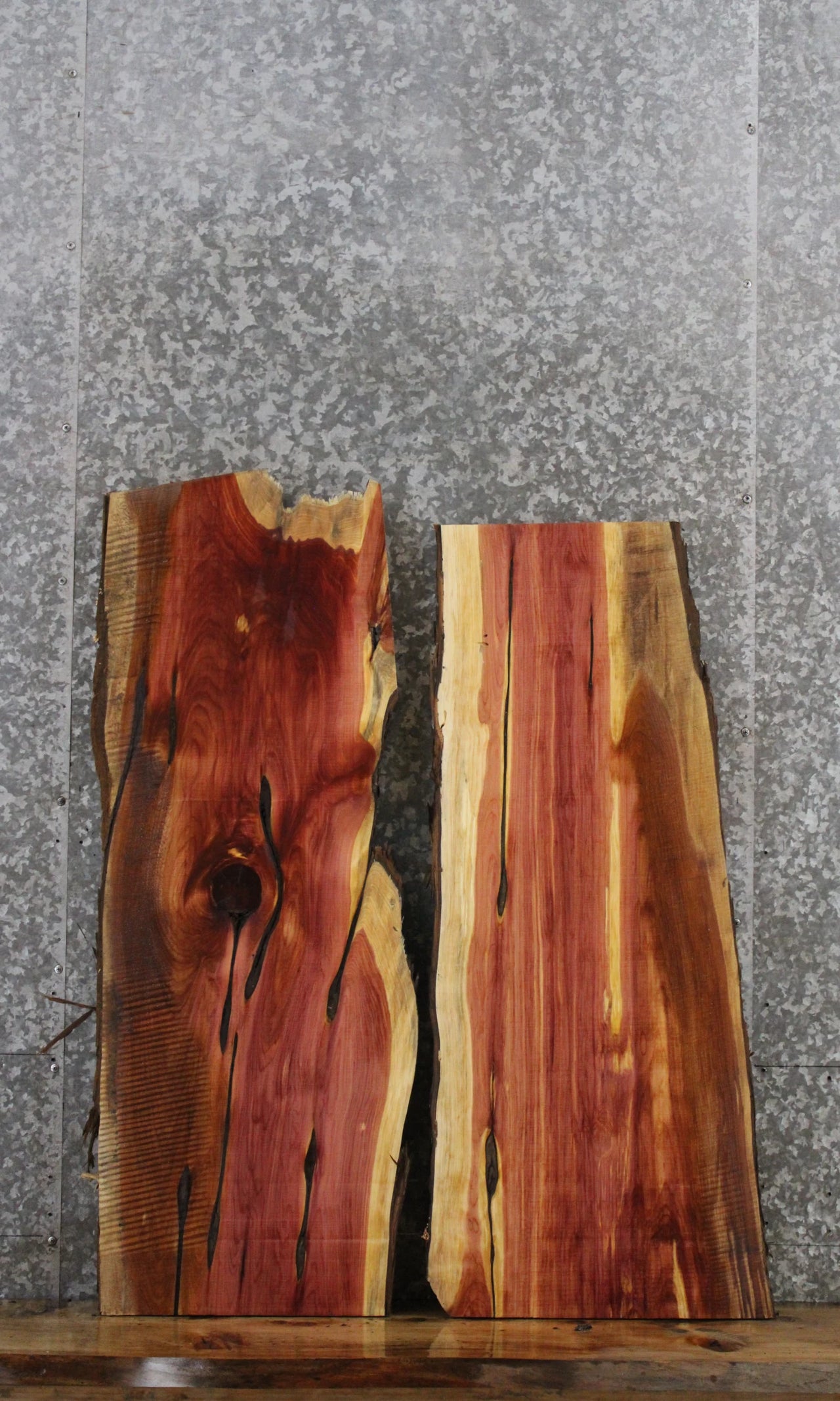 2- Red Cedar Live Edge Charcuterie/Taxidermy Slabs 617-618