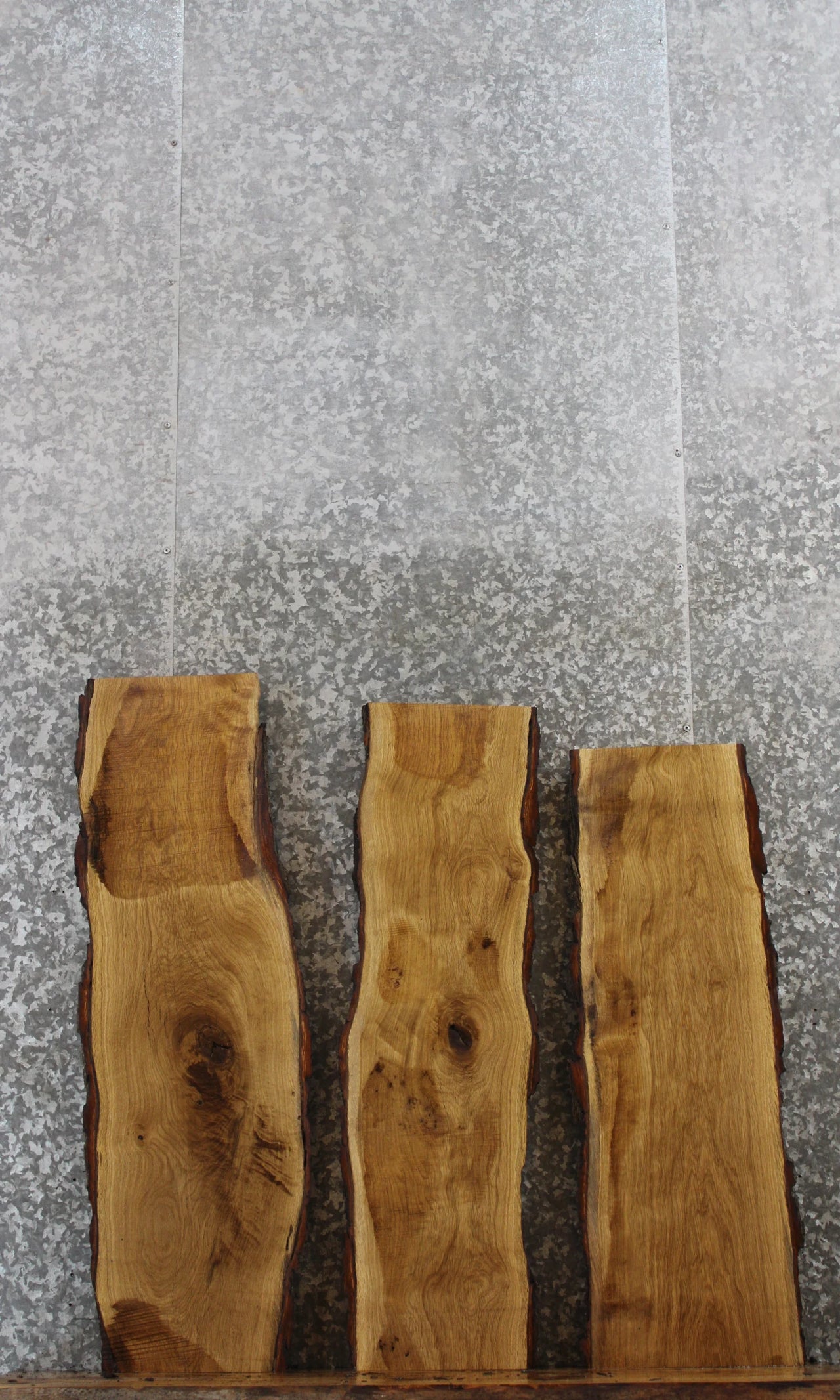 3- Live Edge White Oak Side Tables/Wall Shelves 648-650