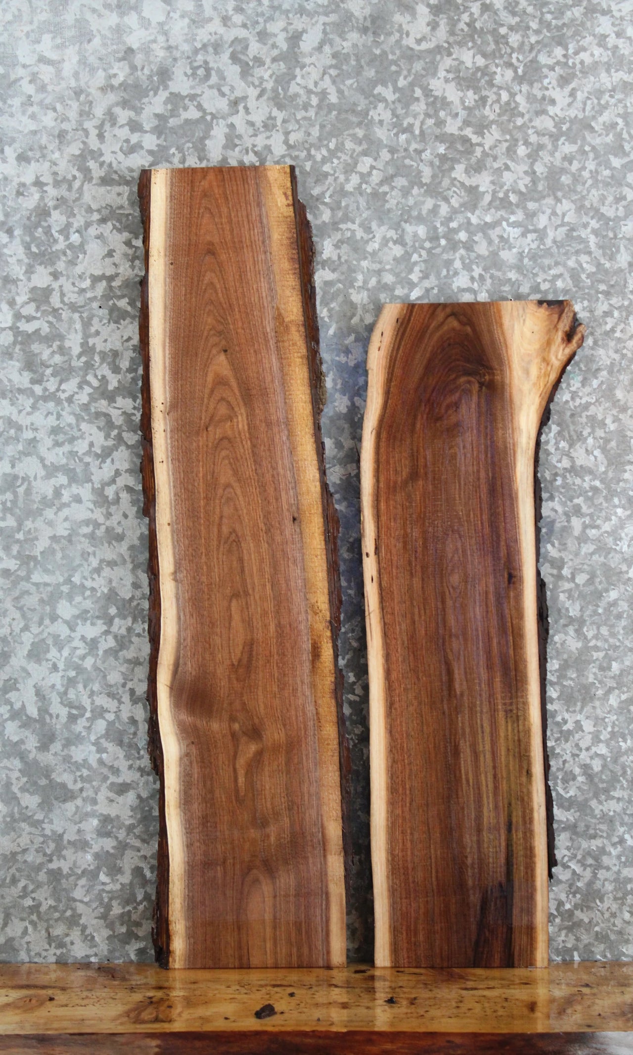 2- Live Edge Black Walnut Side Table Tops/Charcuterie Boards 669-670