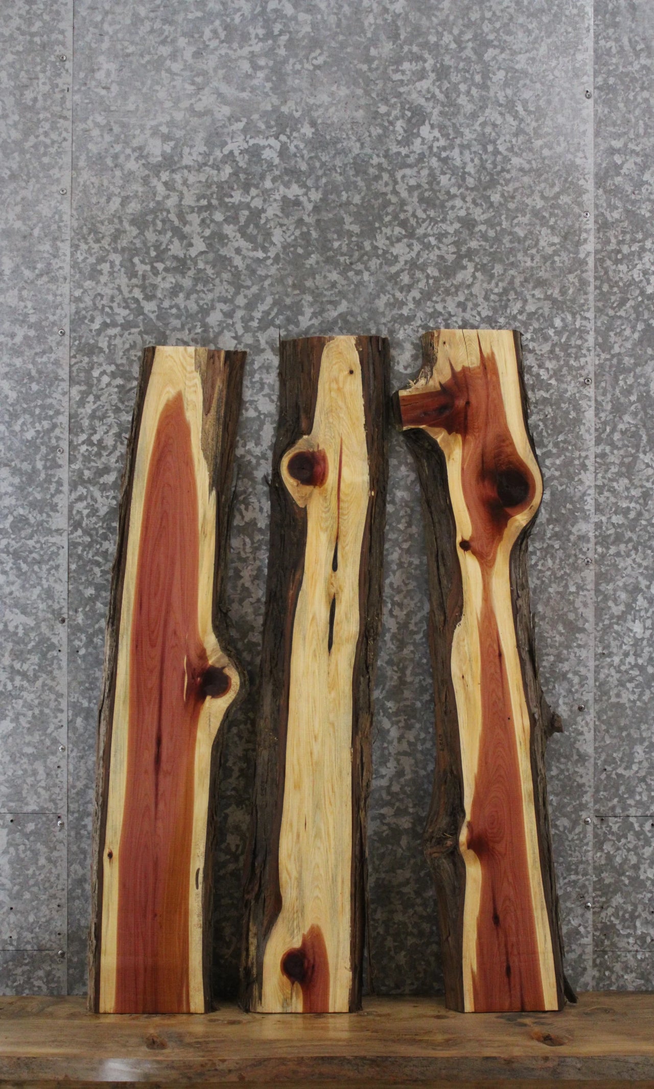 3- Red Cedar Live Edge Charcuterie/Taxidermy Slabs 672