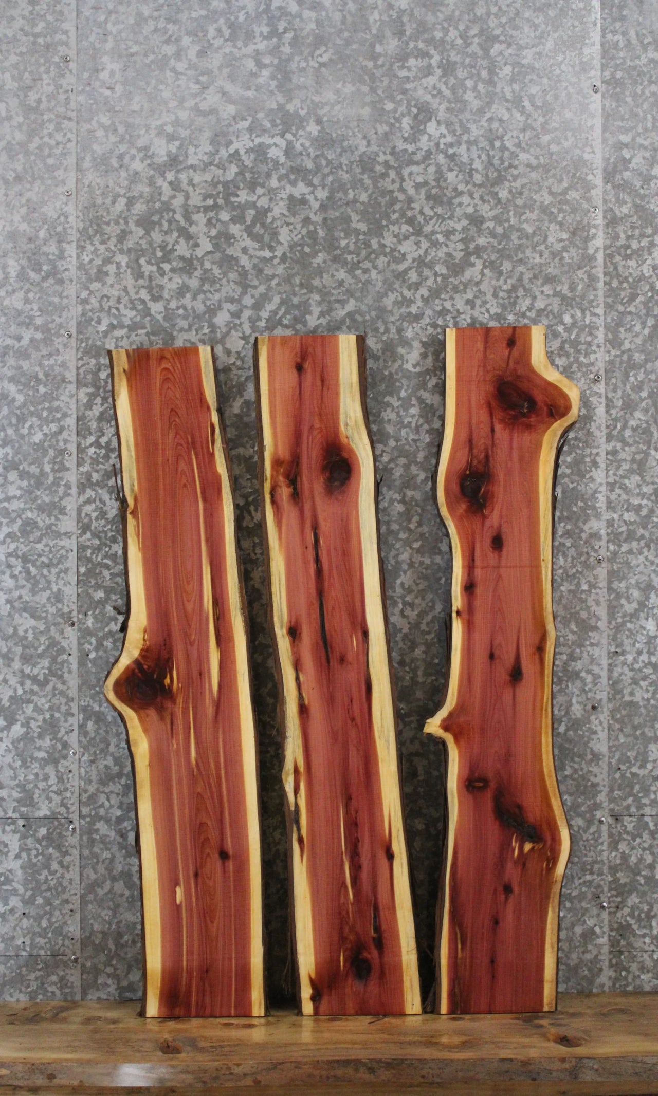 3- Red Cedar Live Edge Charcuterie/Taxidermy Slabs 672